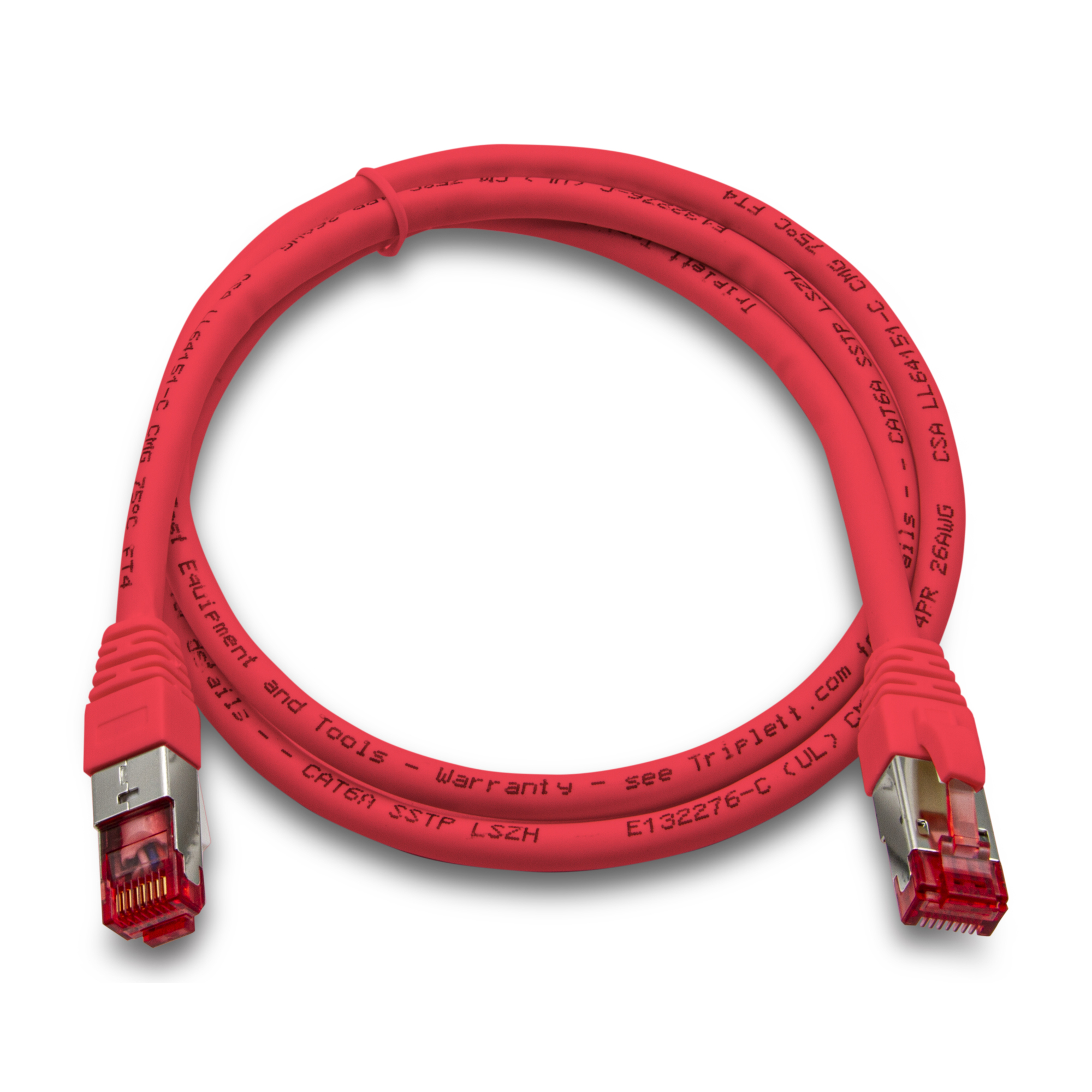 Triplett CAT6A-3RD CAT 6A 10GBPS Professional Grade, SSTP 26AWG Patch Cable 3' Red