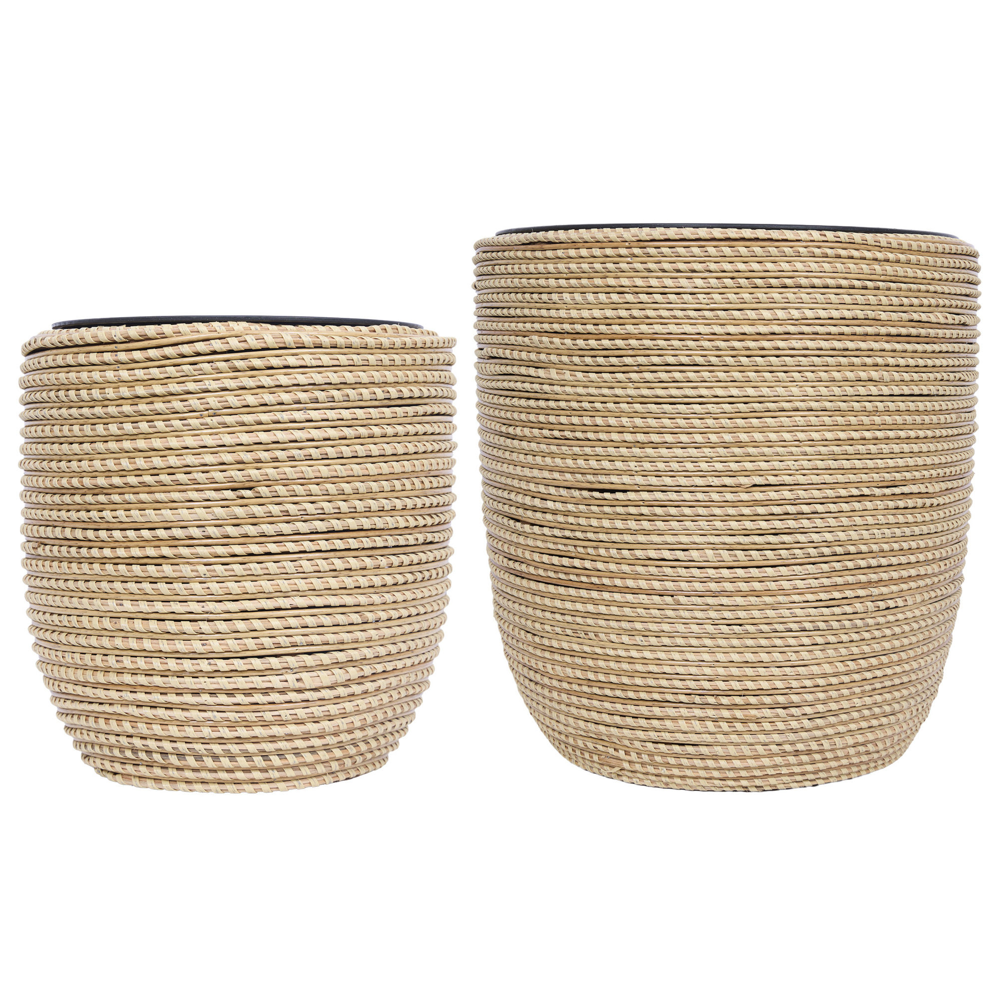 18-in H Poly Rattan Planter Set of 2 with Removable Inserts