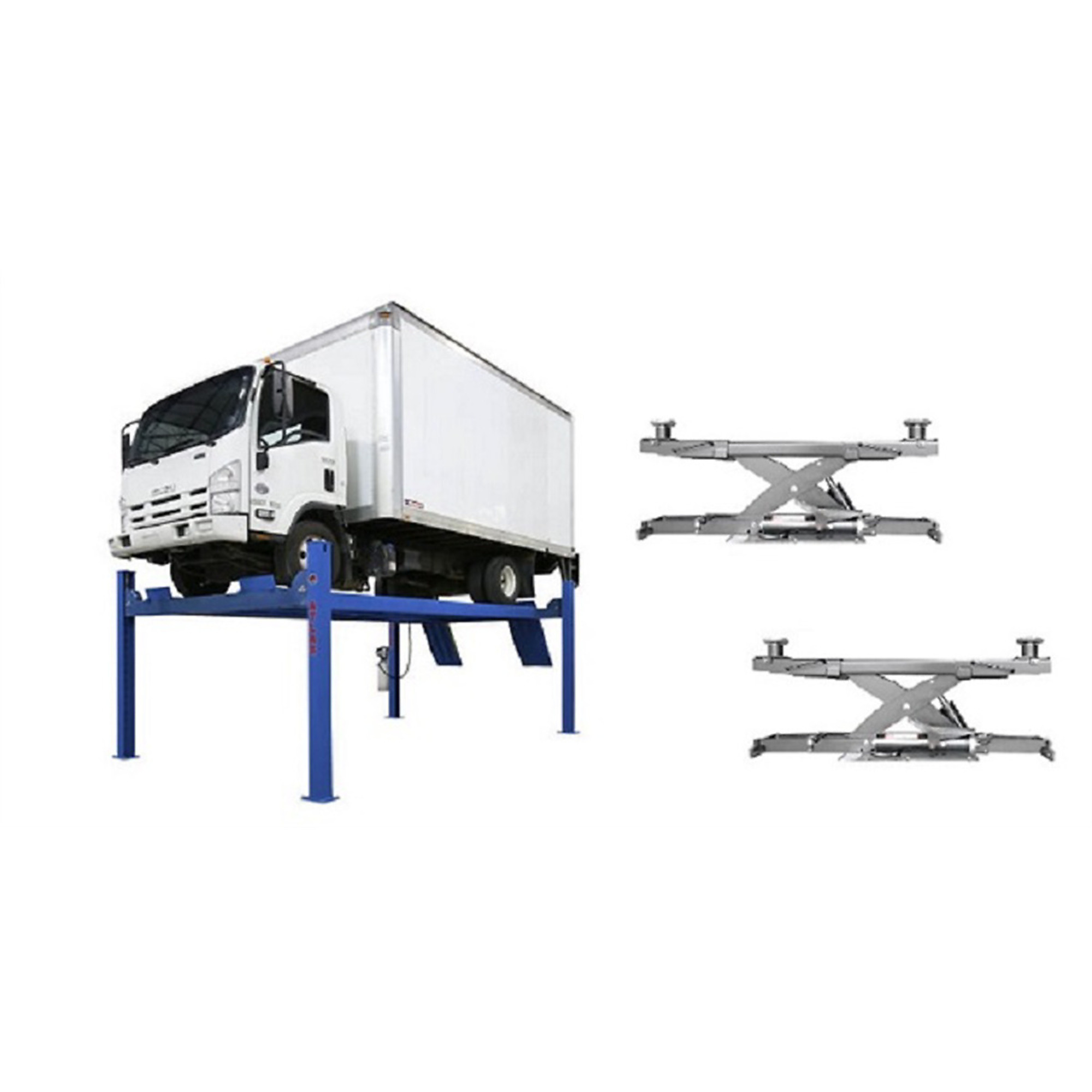 Atlas Automotive Equipment Platinum PVL14 4-Post Lift + RJ7000 Rolling Jacks ALI Certified Combo