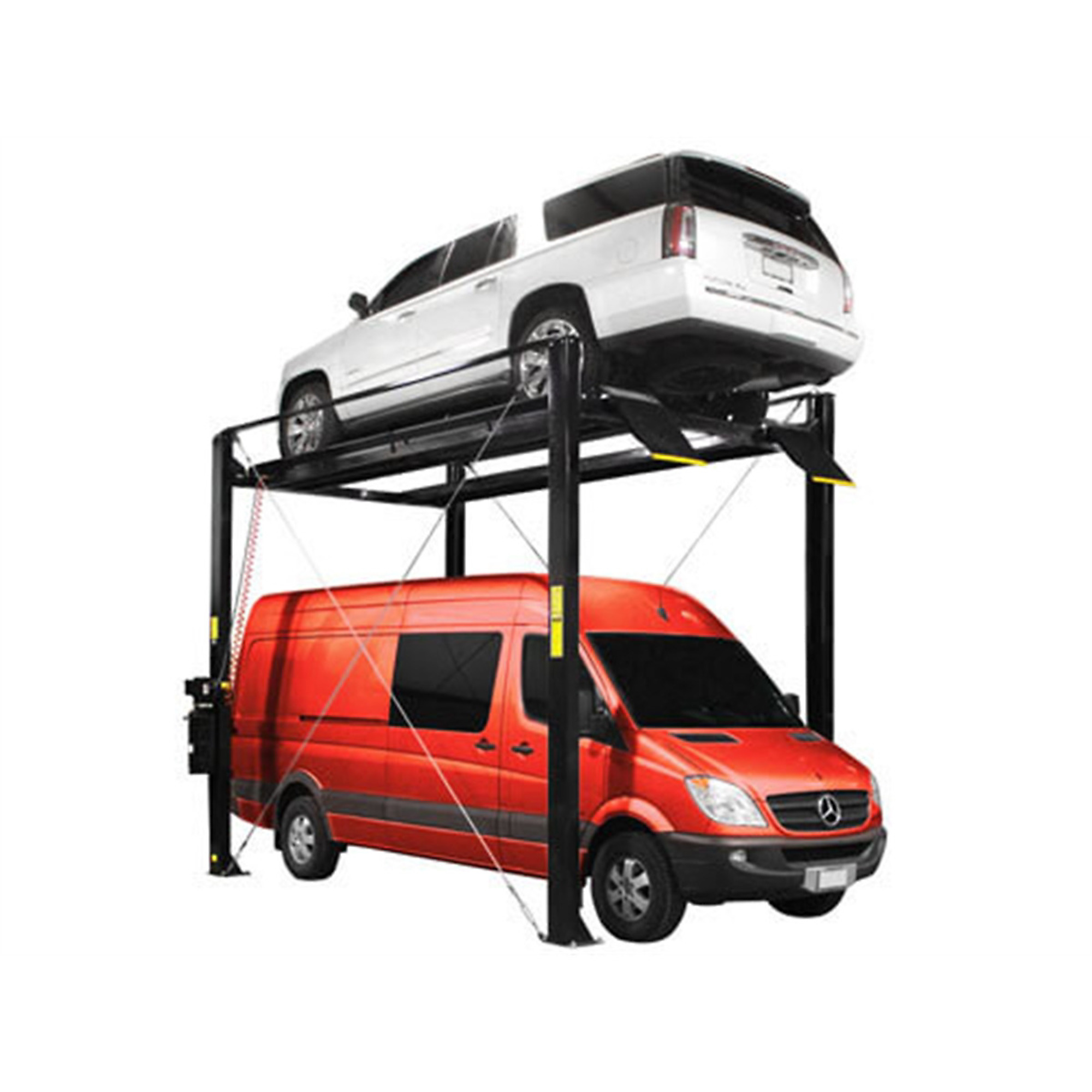 Atlas Automotive Equipment PRO7000ST 4-Post Super Tall Vehicle Storage Lift, 15’ Minimum Ceiling Height, 7,000lb, Extra Wide/Long, Diamond Plated Runways, Lock Ladder Design, For DIY/Hobbyists