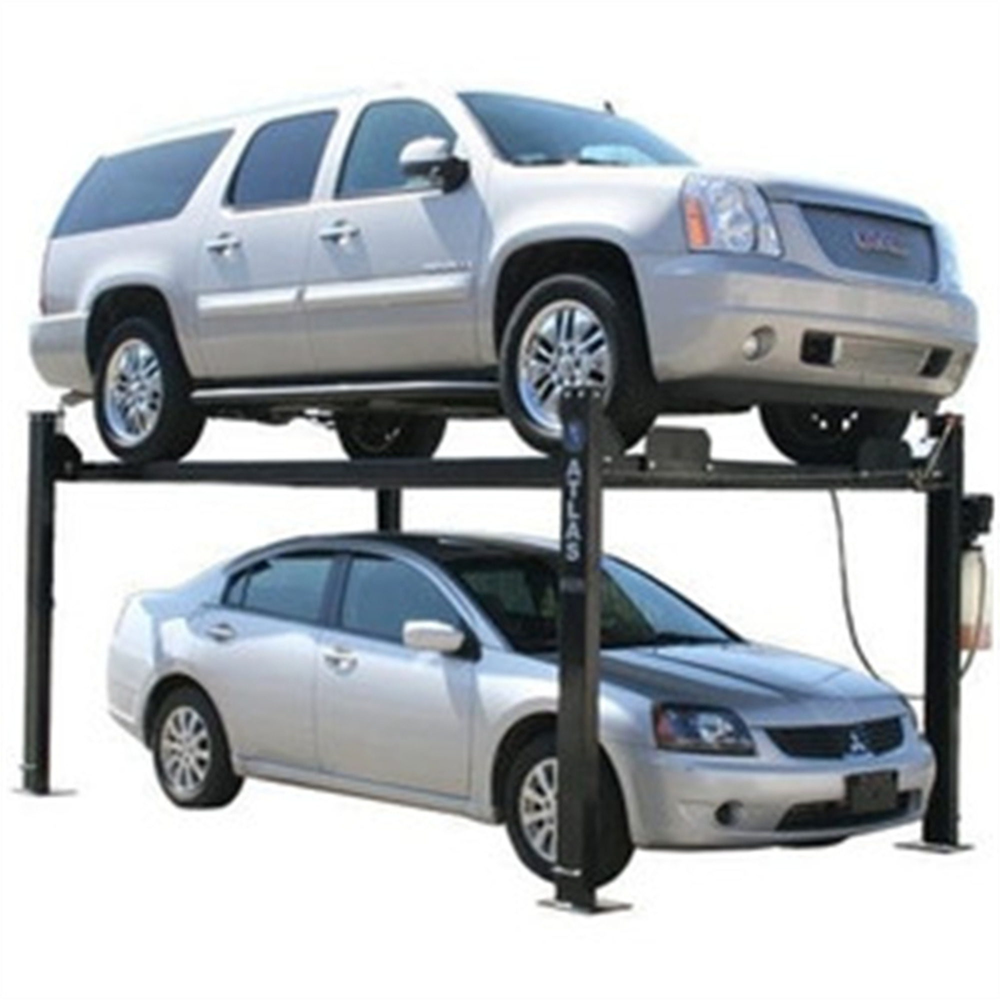 Atlas Automotive Equipment PRO8000 4-Post Vehicle Lift, 10' Minimum Ceiling Height, 8,000lb Capacity, 110V, Portable/Free Standing, Lock Ladder Design, Diamond Plated Runways, For DIY/Hobbyists