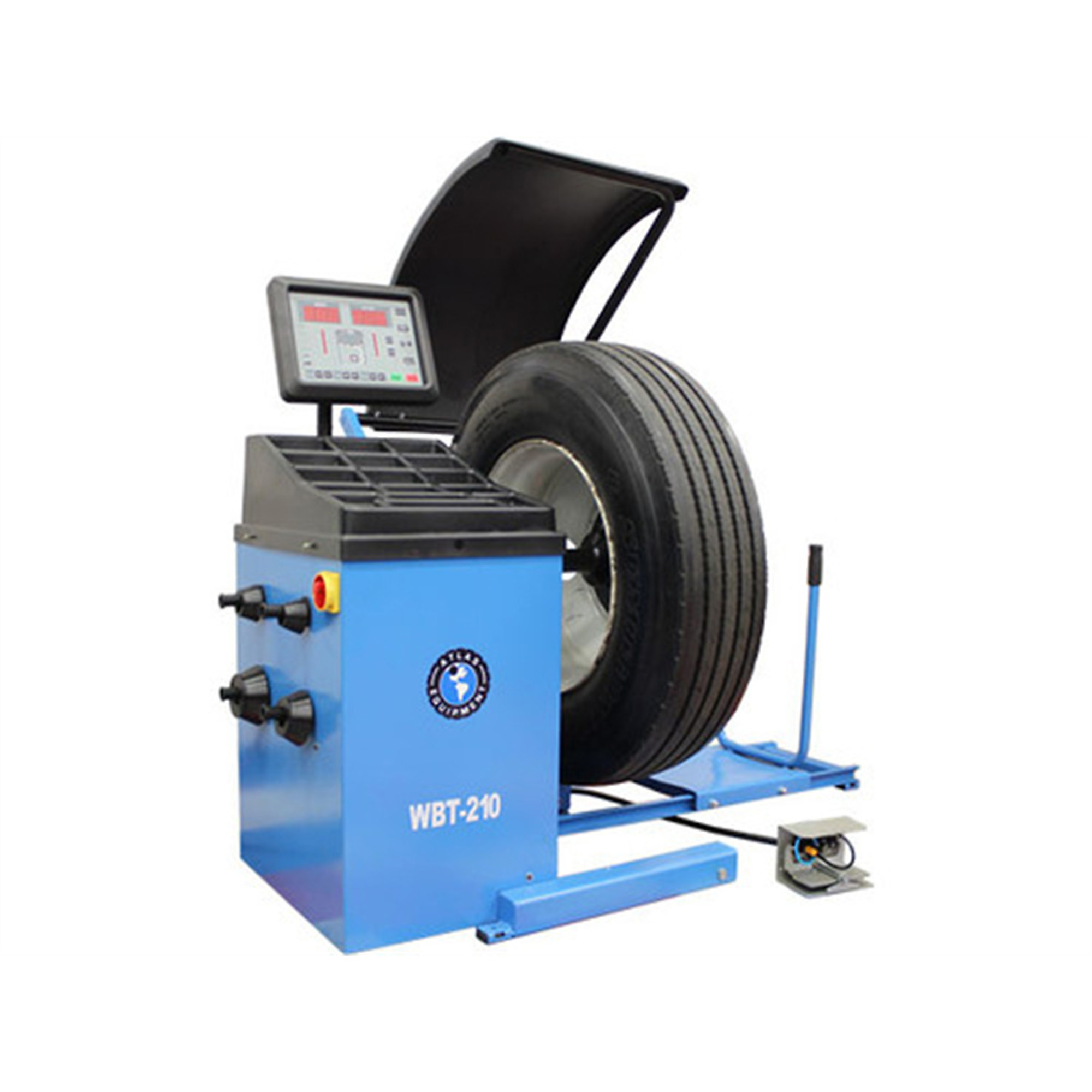 Atlas Automotive Equipment WBT-210 Balancer, Versatile 14-Inch Rims to 300 lbs. Tires, Heavy Duty Shaft, Self-Diagnosing, Static/Dynamic, Cone Sets for Cars, Automatic Start/Stop, Accessory Kit