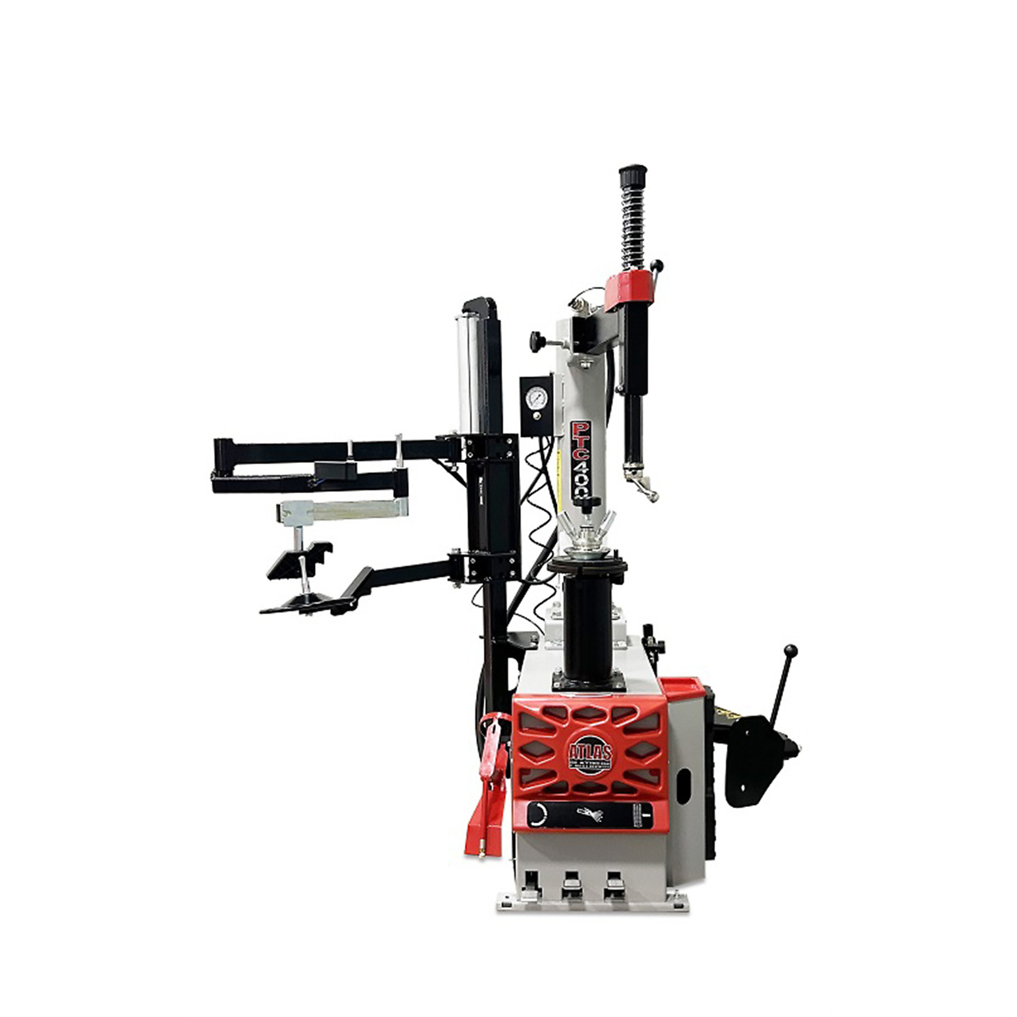 Atlas Automotive Equipment PTC400 Tire Changer, Center Post Design, Swing Arm Tire Changer, 10"-26" Clamping Range, 43" Max Tire Diameter, 15" Max Wheel Width, 110 Volt Electric Rotation, 2-Year Warranty