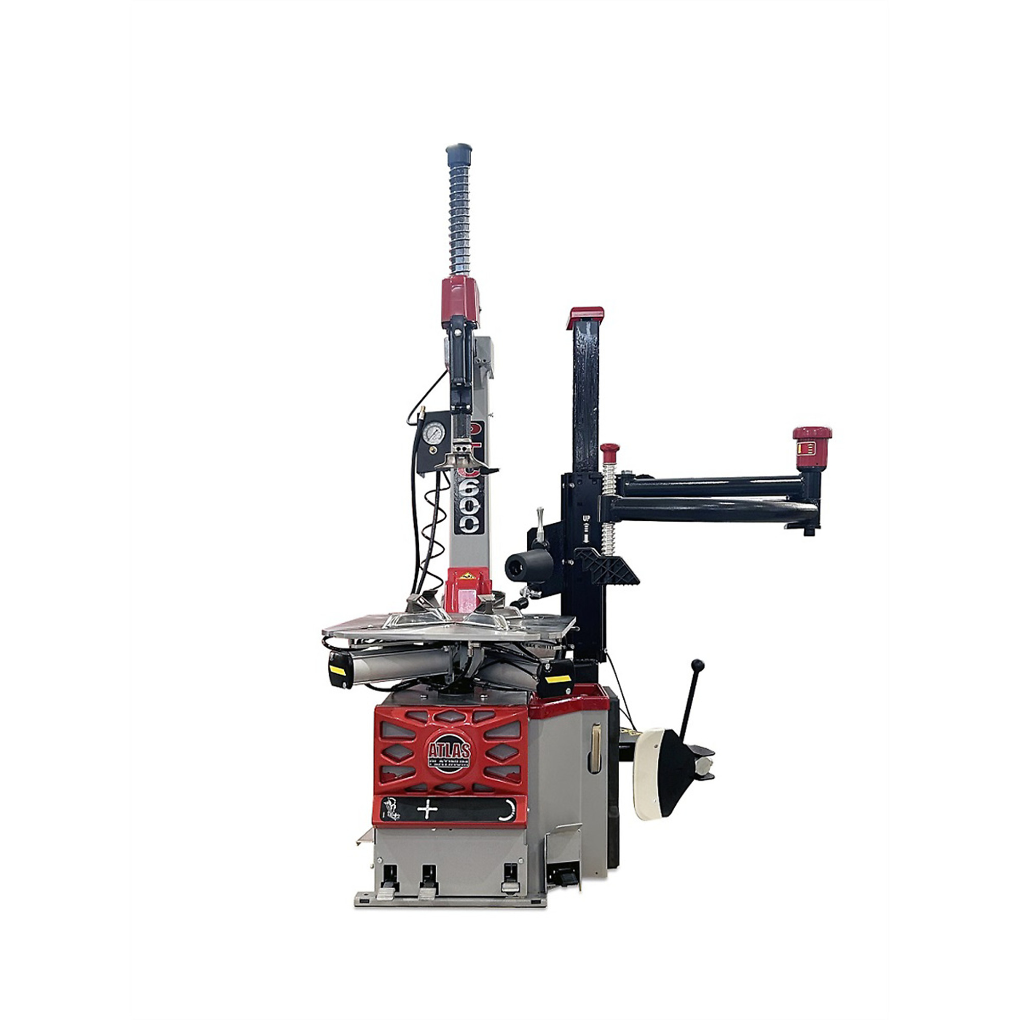 Atlas Automotive Equipment PTC600 Tire Changer, Tilt-Back Rim Clamp, Right Hand Assist Arm, Air Operated Jaws, Electric Turntable, Metal Mount Head, 43" Max Diameter, 29" Max Clamp