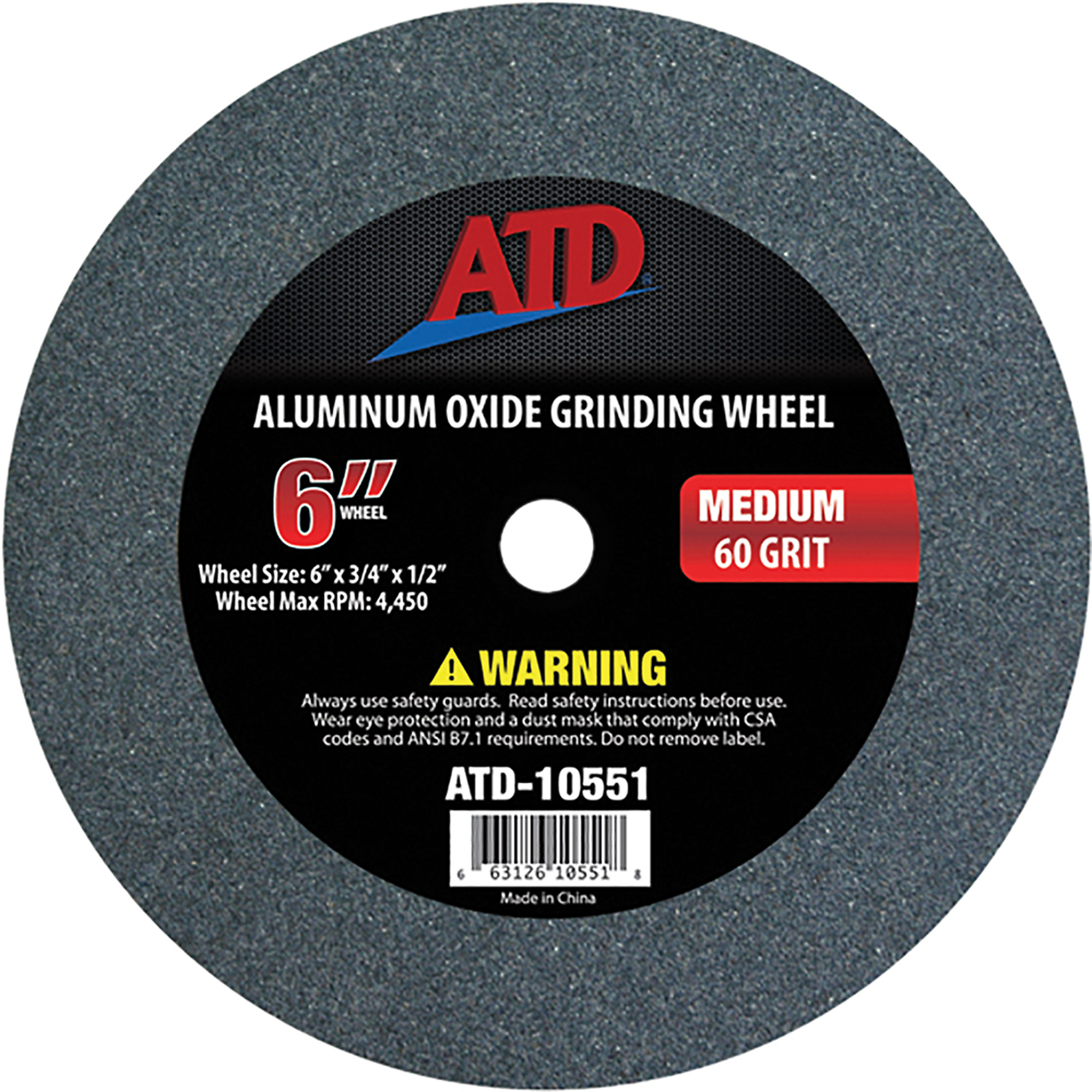 ATD GRINDING WHEEL 6" MEDIUM GRIT, Model# 10034