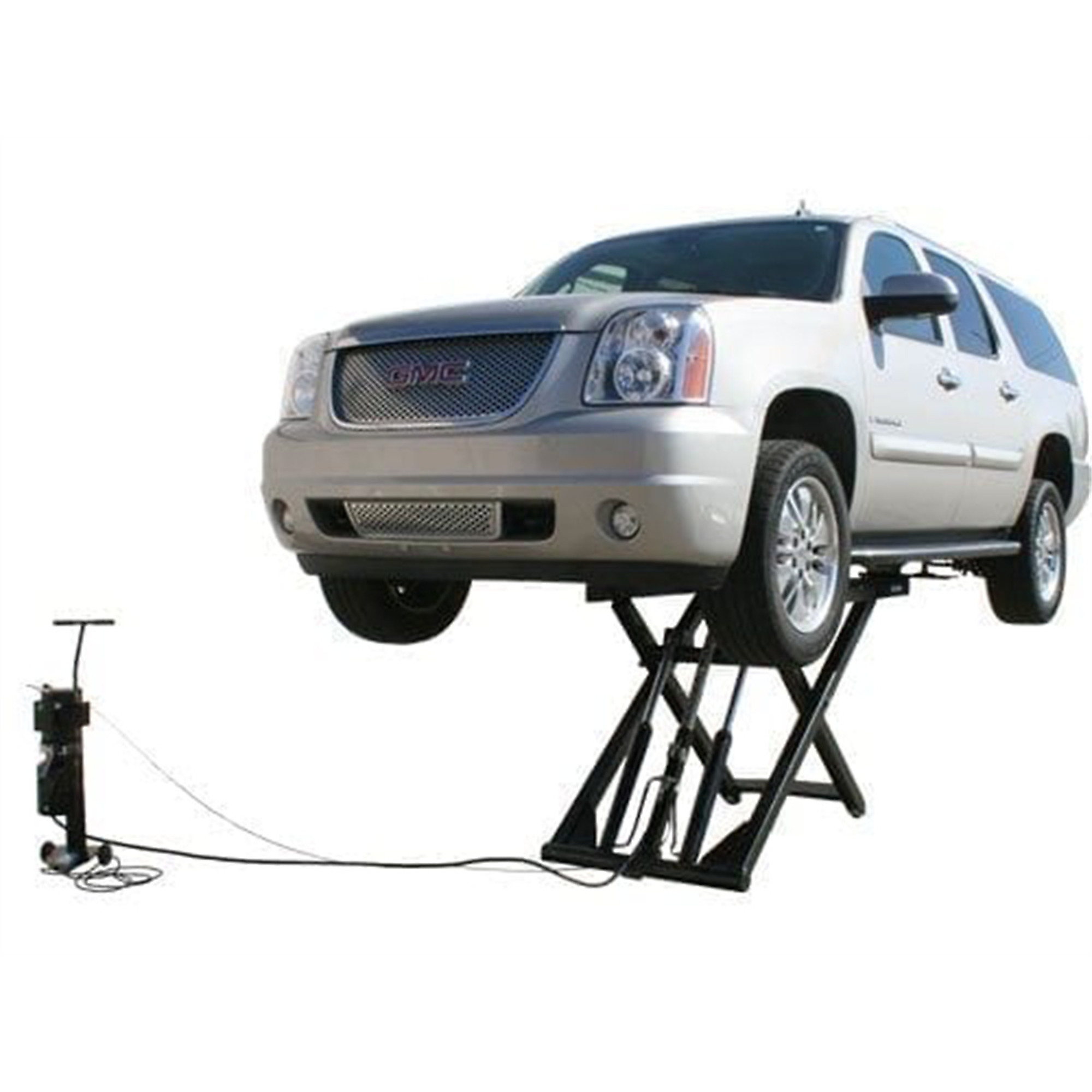 Atlas Automotive Equipment 6MR Commercial-grade Mid-rise Scissors Lift, Portable Free-standing Design, 6,000lbs. Capacity, 24" Arms, Dual Hydraulic Cylinders, Single Point Manual Lock Release, 110V