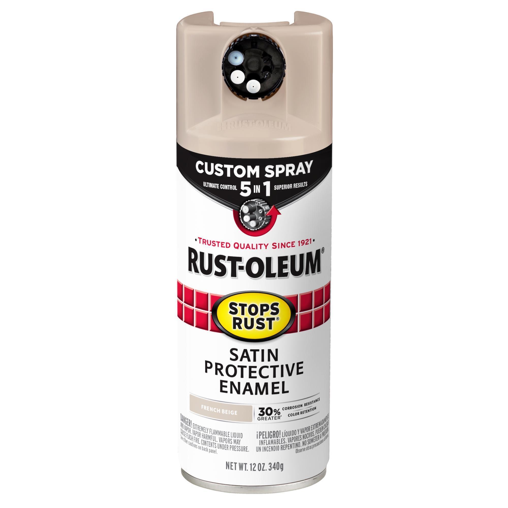 Rust-Oleum Stops Rust Protective Enamel Custom 5-In-1 Spray Paint, French Beige, Satin, 12 Oz. Cans, 6PK, 376879DS