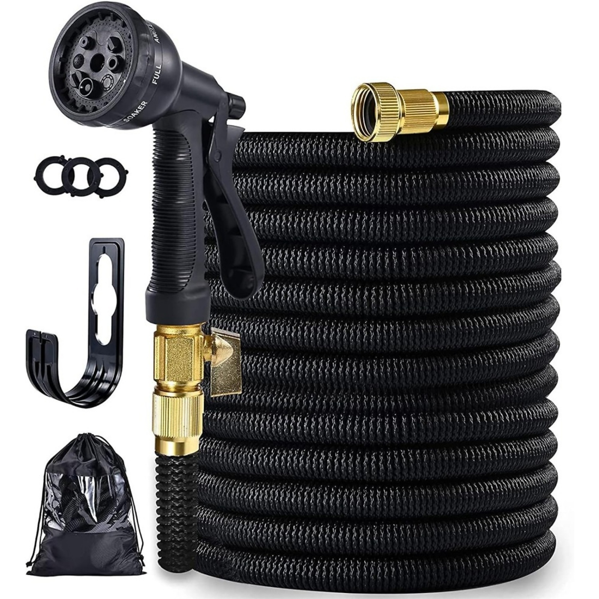 100 ft. Expandable Garden Hose Set with 8 Function Nozzle and Kink Free