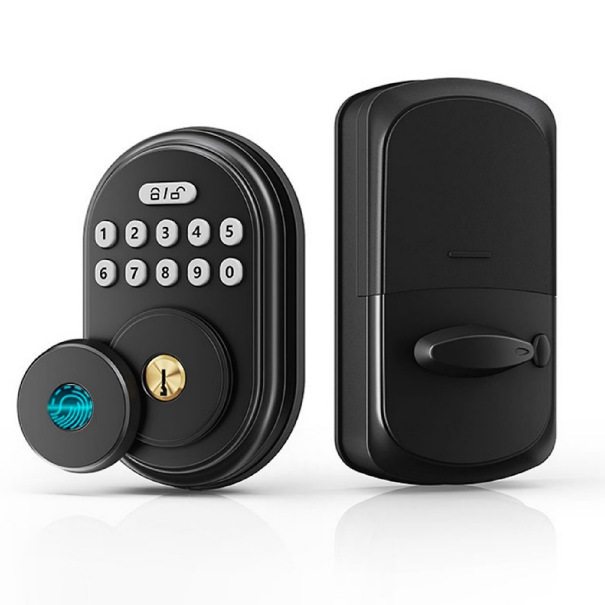 4 in 1 Corded Aluminum Smart Lock Deadbolt, Keyless Entry Door Lock with Fingerprint Digital, APP Control in Black