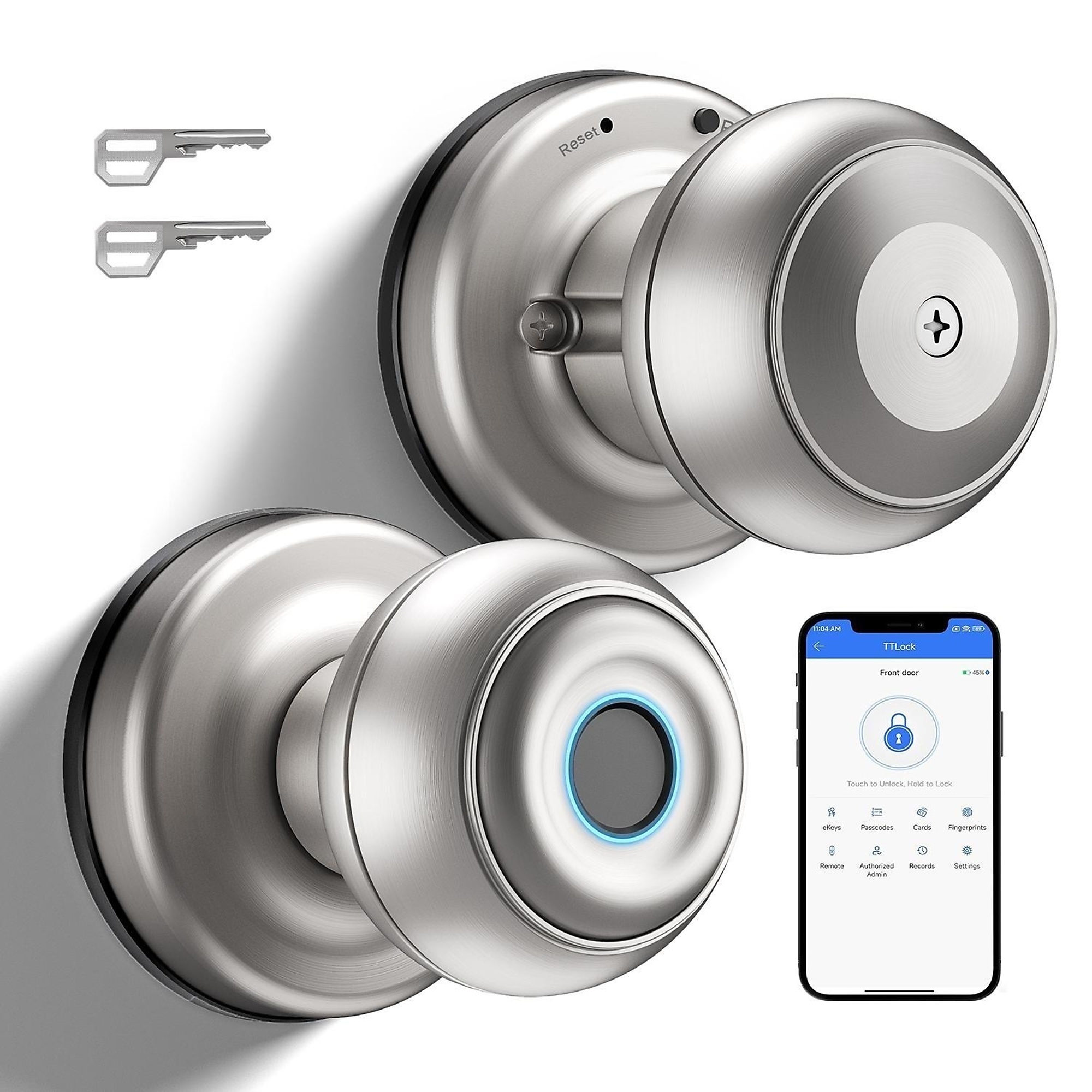3 in 1 Corded Aluminum Smart Lock Deadbolt, Keyless Entry Door Lock with Fingerprint Digital, APP Control in Silver