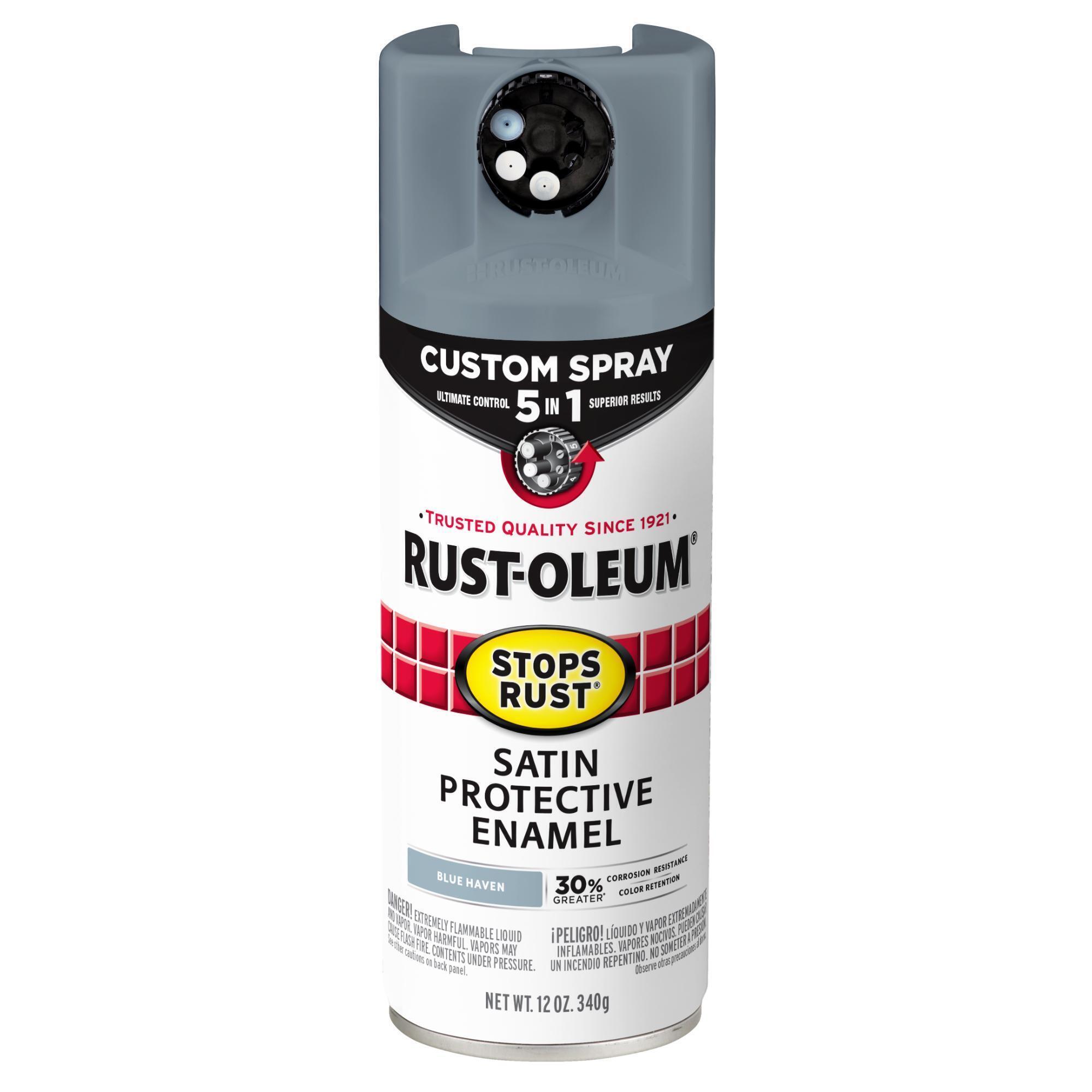 Rust-Oleum Stops Rust Protective Enamel Custom 5-In-1 Spray Paint, Blue Haven, Satin, 12 Oz. Cans, 6PK, 383423DS