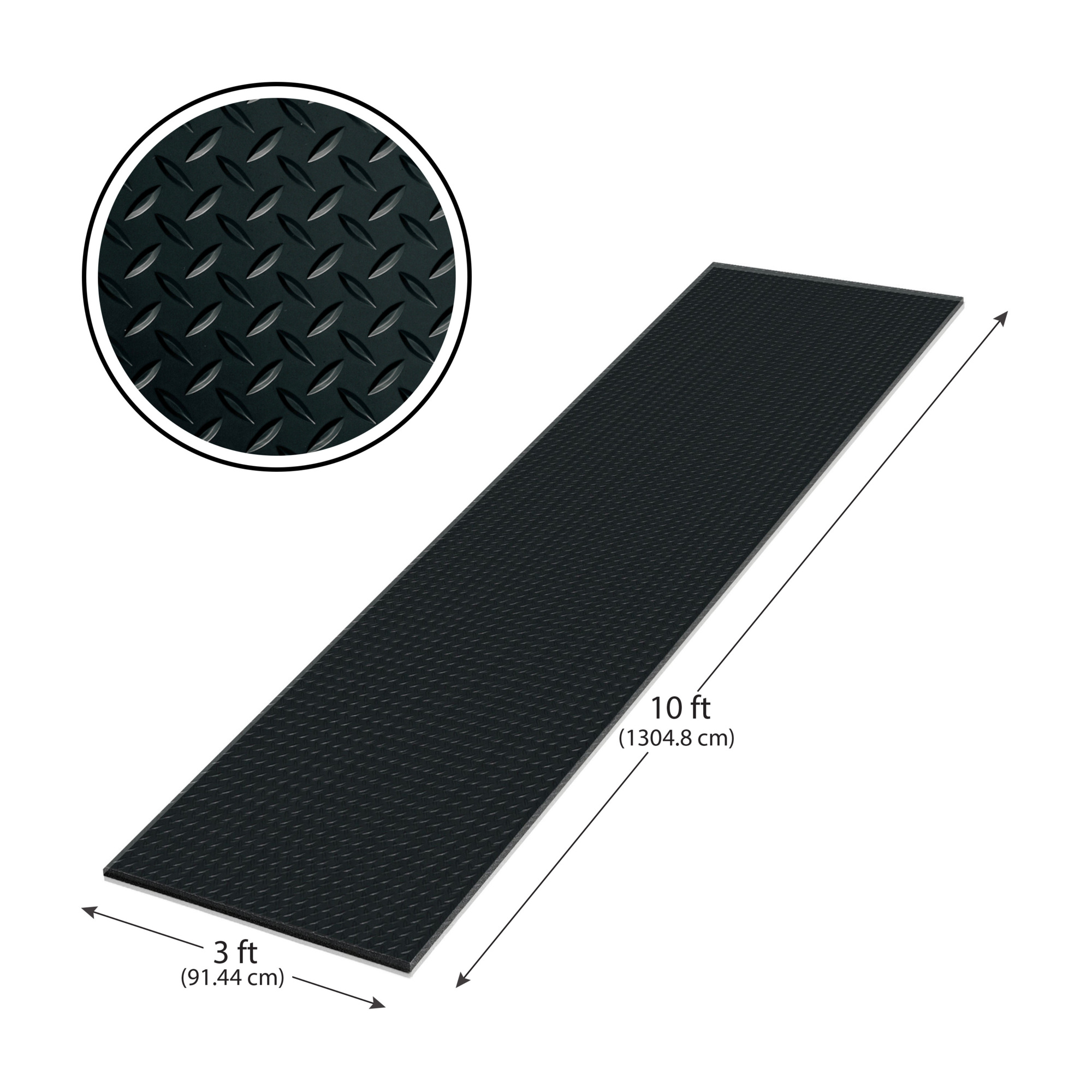 G-Floor Cushioned  Diamond Tread 3' x 10' - Midnight Black - Durable, Easy to Clean - AF58DT310MB