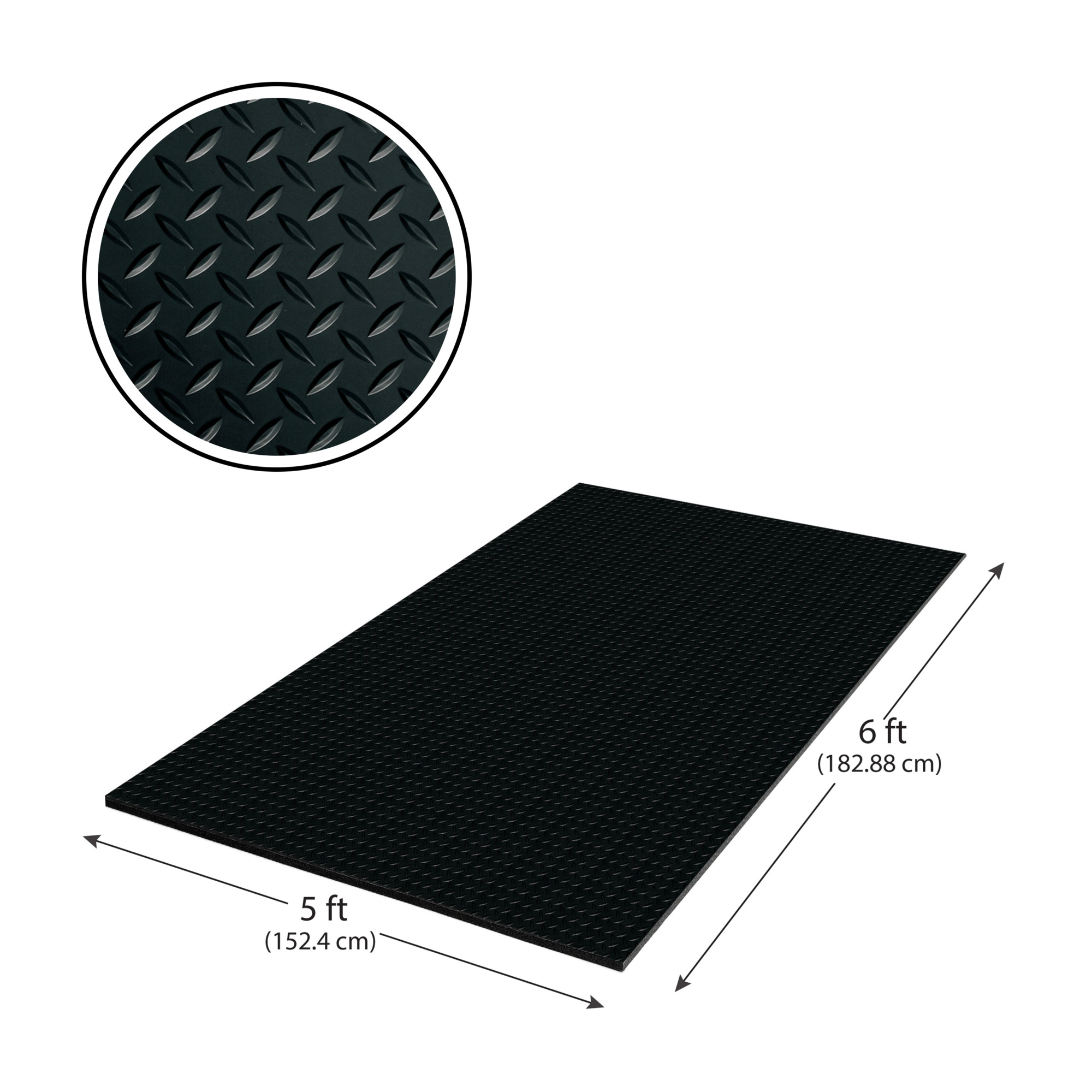 G-Floor Cushioned  Diamond Tread 5' x 6' - Midnight Black - Durable, Easy to Clean - AF58DT56MB