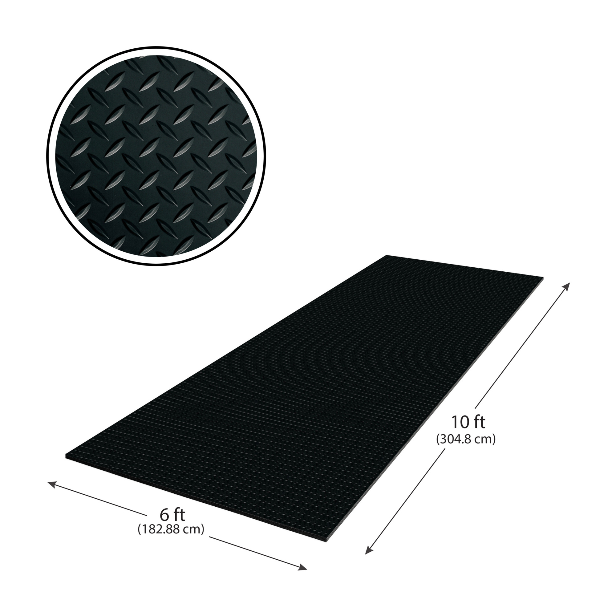 G-Floor Cushioned  Diamond Tread 6' x 10' - Midnight Black - Durable, Easy to Clean - AF58DT610MB