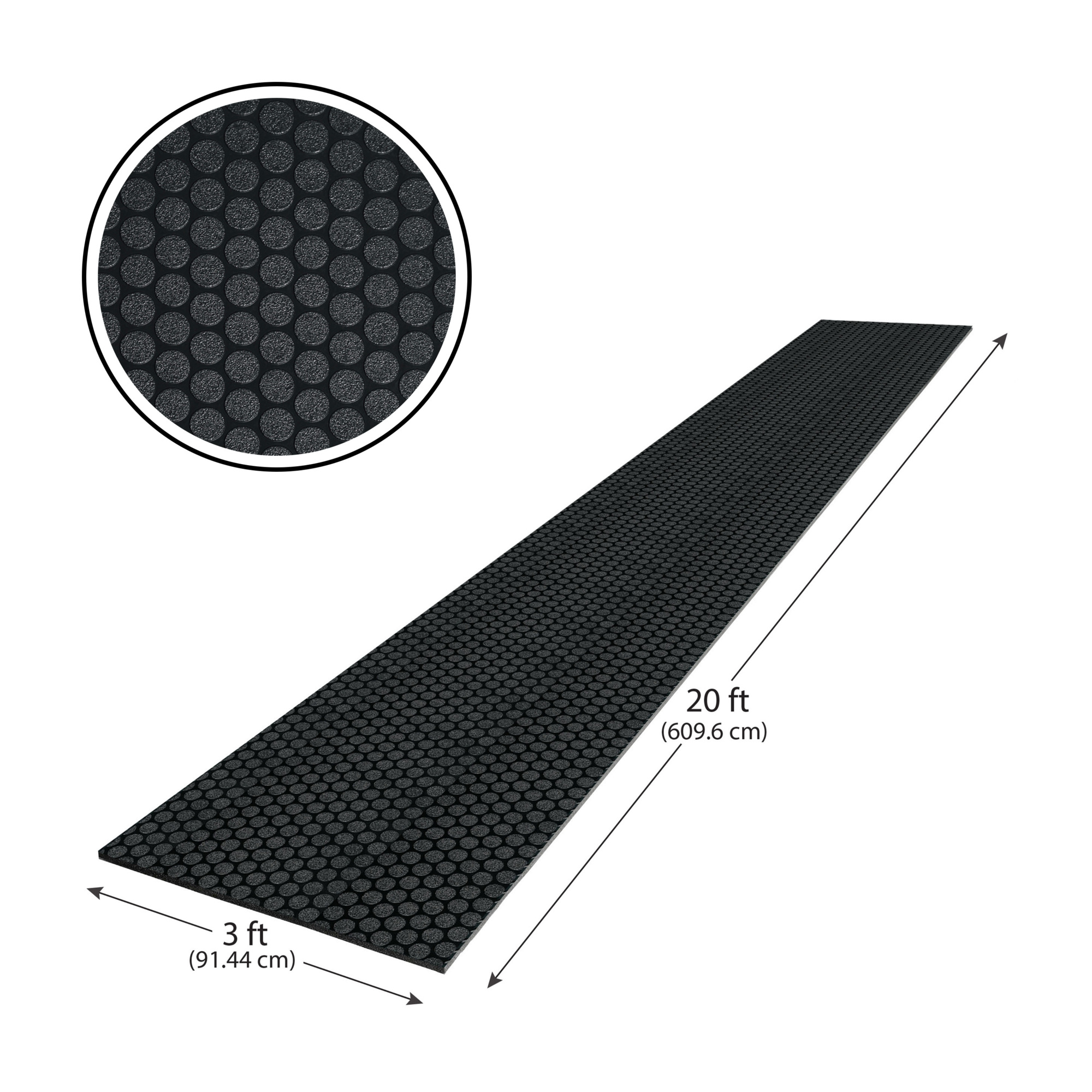 G-Floor Cushioned  Small Coin 3' x 20' - Midnight Black - Durable, Easy to Clean - AF58SC320MB