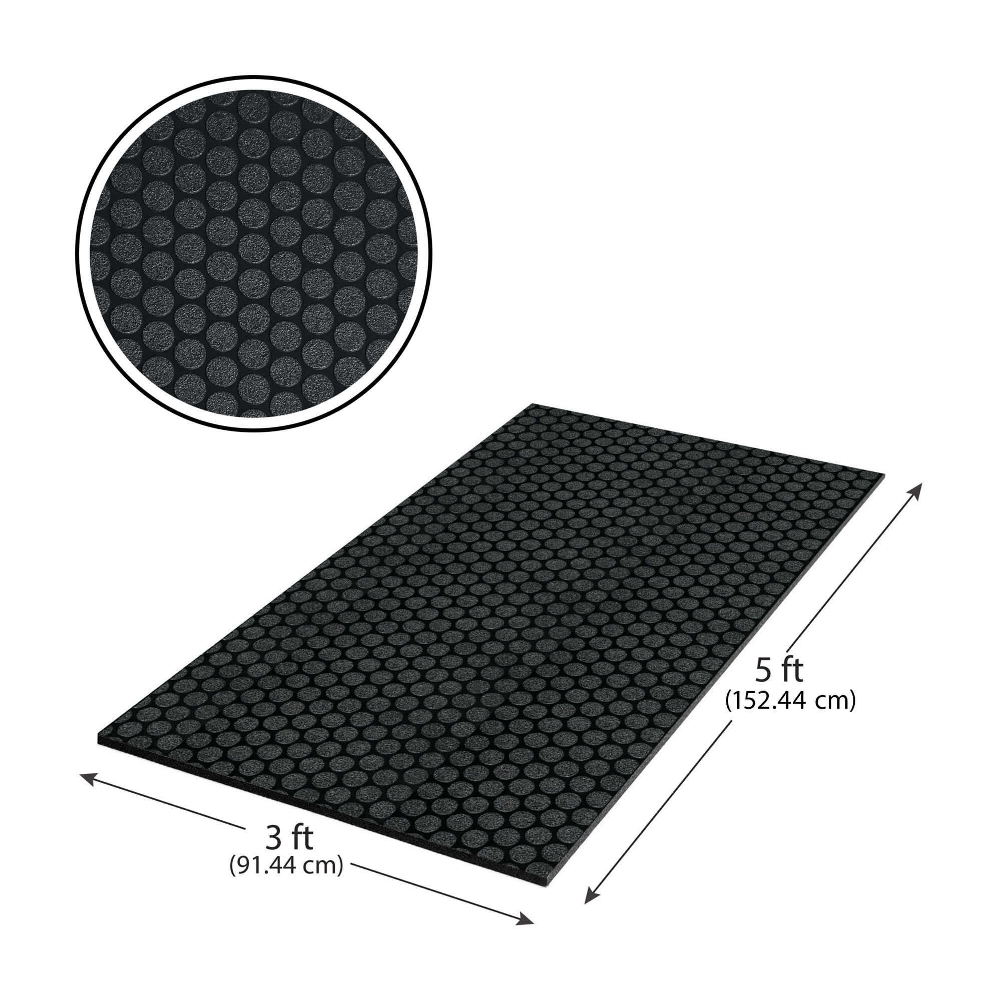 G-Floor Cushioned  Small Coin 3' x 5' - Midnight Black - Durable, Easy to Clean - AF58SC35MB