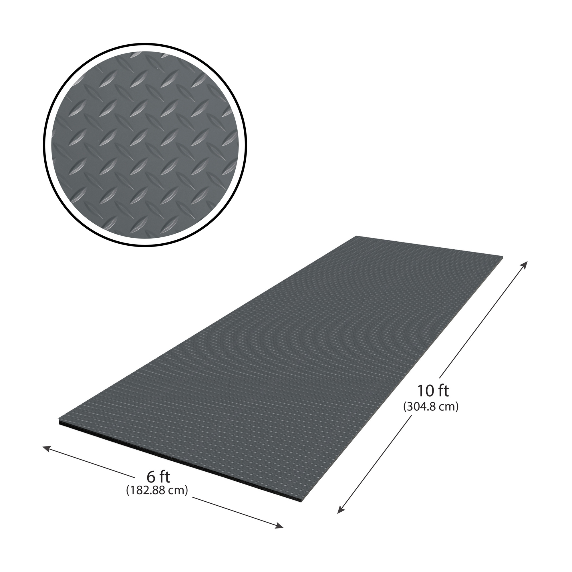 G-Floor Cushioned  Diamond Tread 6' x 10' - Slate Grey - Durable, Easy to Clean - AF58DT610SG