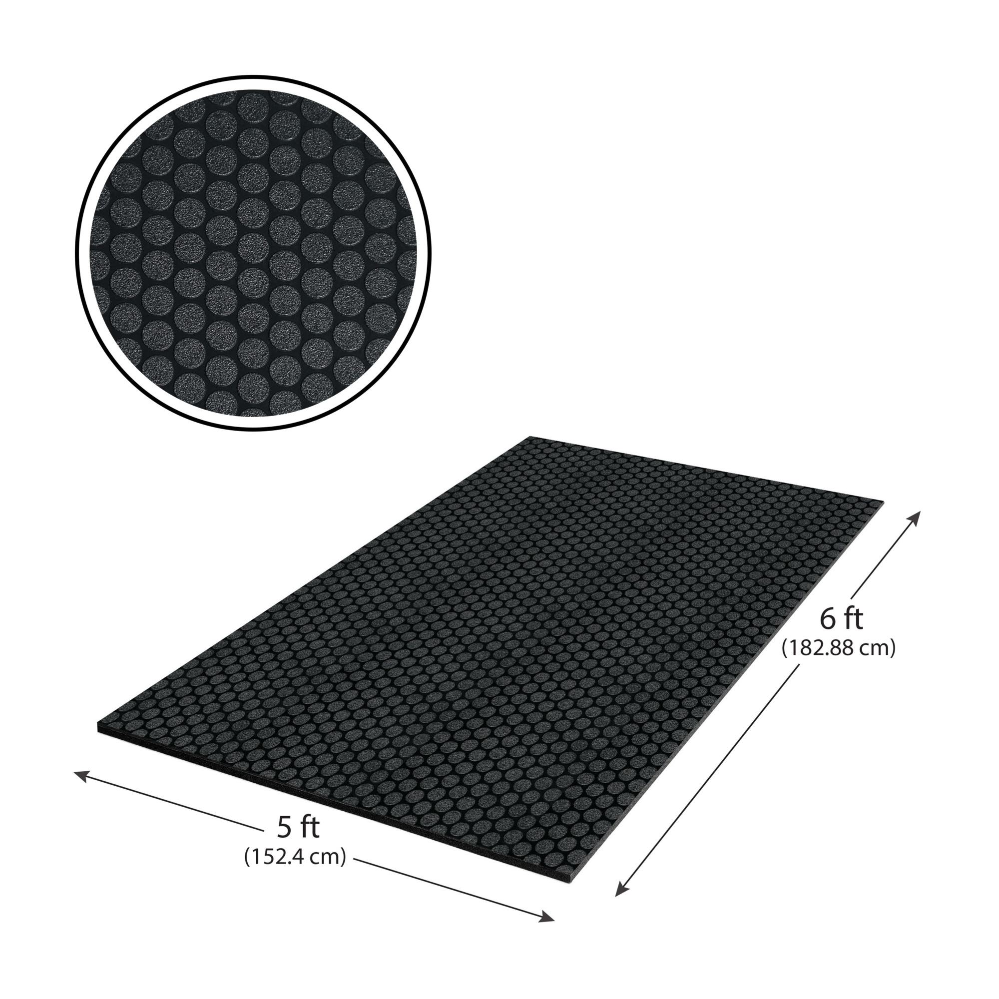 G-Floor Cushioned  Small Coin 5' x 6' - Midnight Black - Durable, Easy to Clean - AF58SC56MB