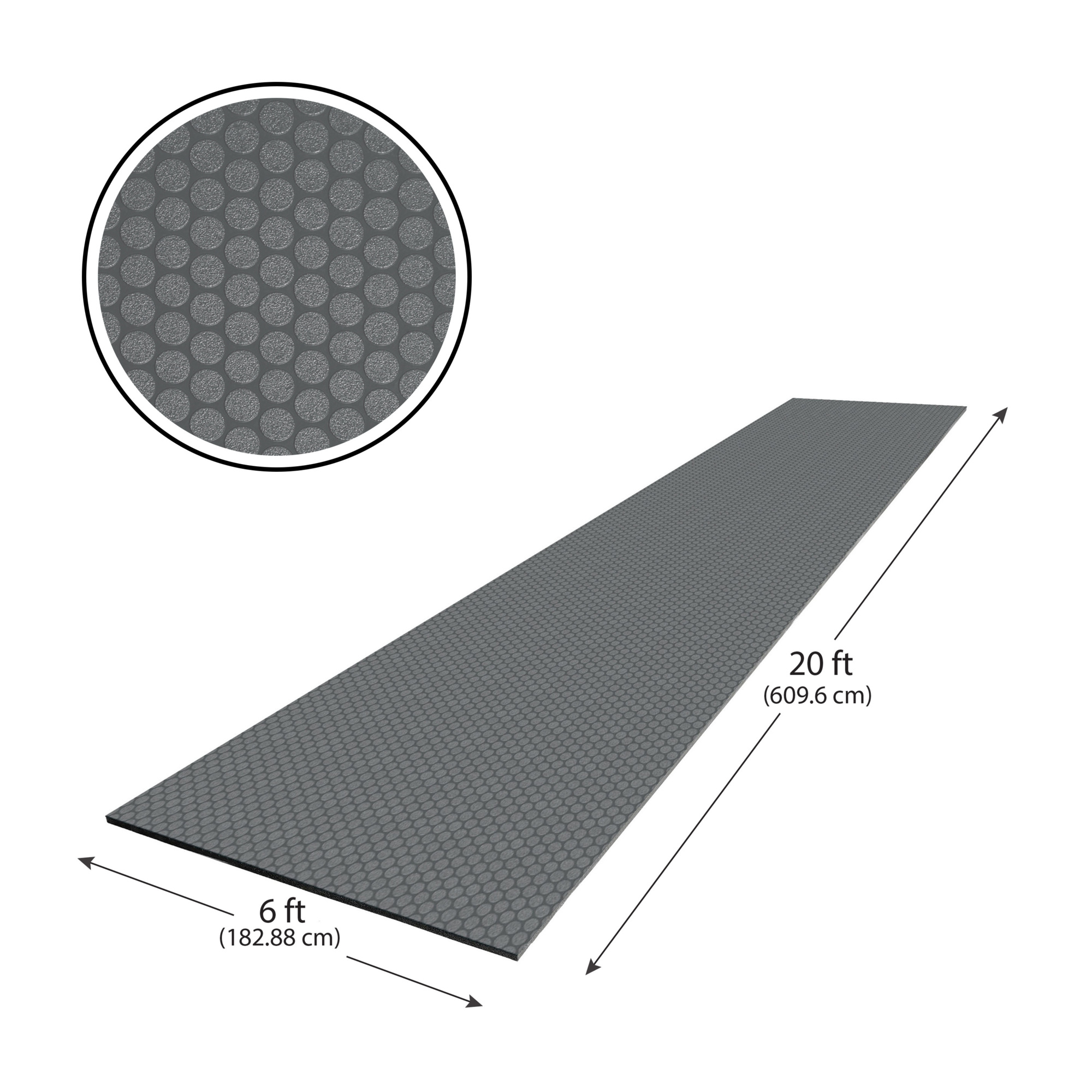 G-Floor Cushioned  Small Coin 6' x 20' - Slate Grey - Durable, Easy to Clean - AF58SC620SG