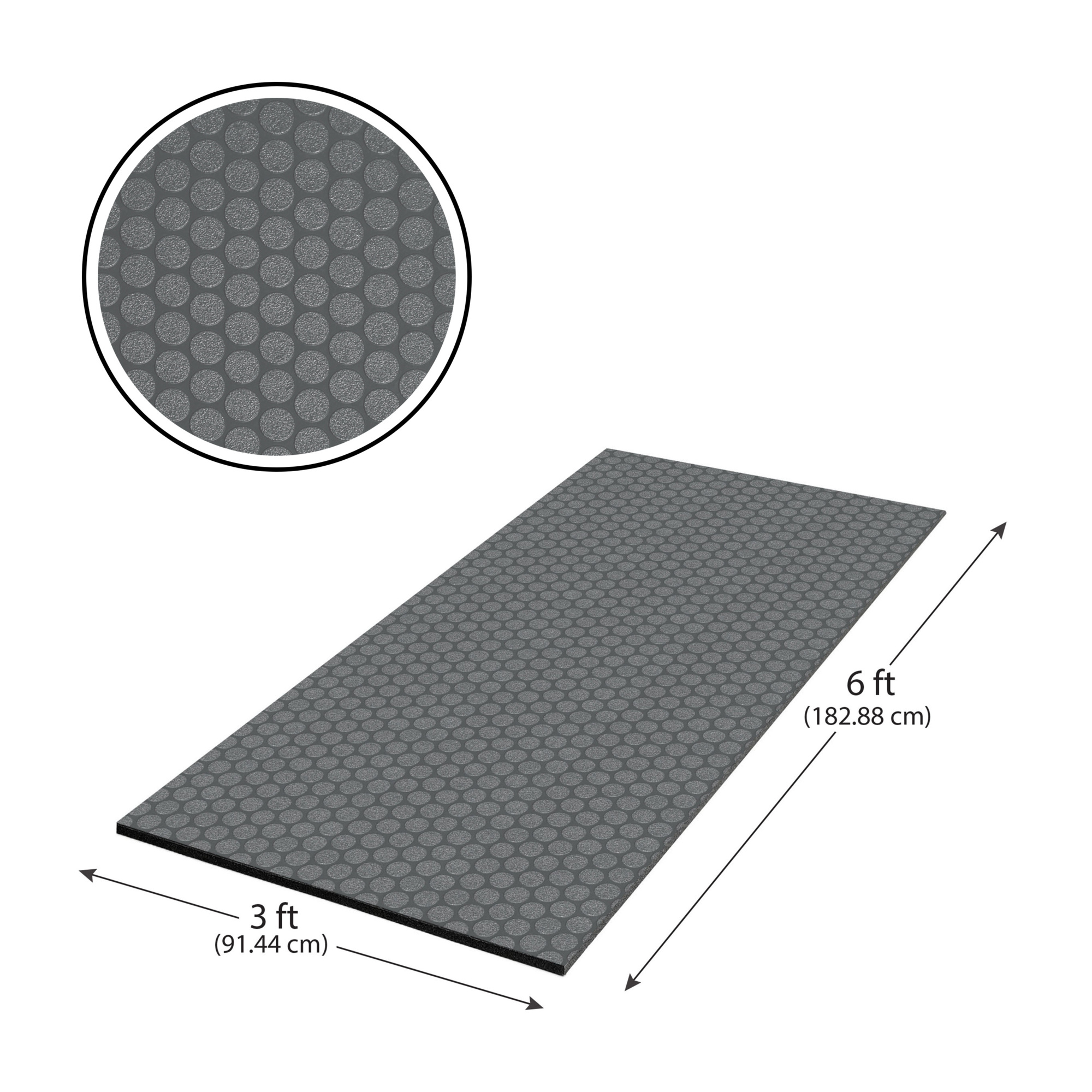 G-Floor Cushioned  Small Coin 3' x 6' - Slate Grey - Durable, Easy to Clean - AF58SC36SG