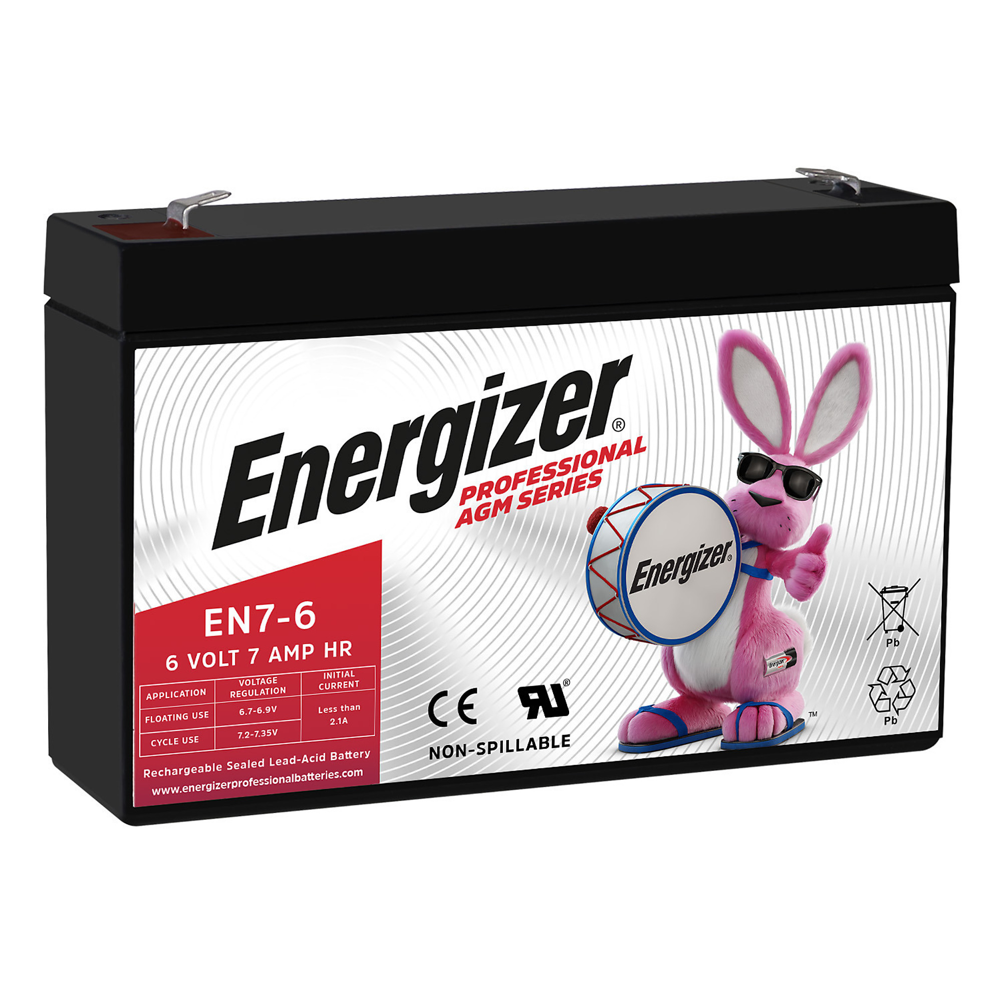 Energizer EN7-6 - 2 PACK - 6 Volt 7 Amp Hr, Long Lasting Sealed Lead Acid AGM Rechargeable Battery Ideal For Use In Emergency Lighting, Backup Power, Kids Ride On, and more