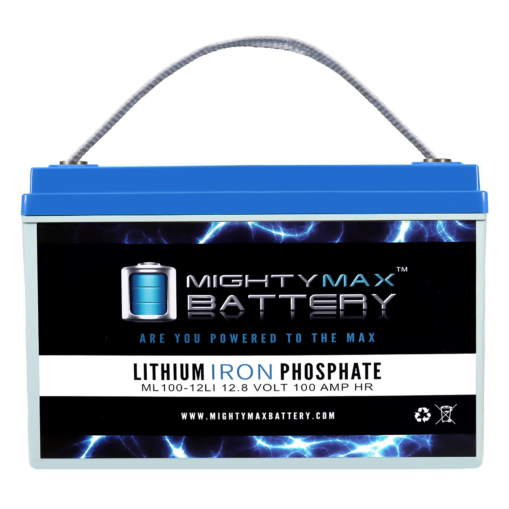 Mighty Max Battery Deep Cycle Lithium Iron Phosphate Battery — 12 Volt, 100Ah, Rechargeable, Maintenance-Free, Model# MAX3878828