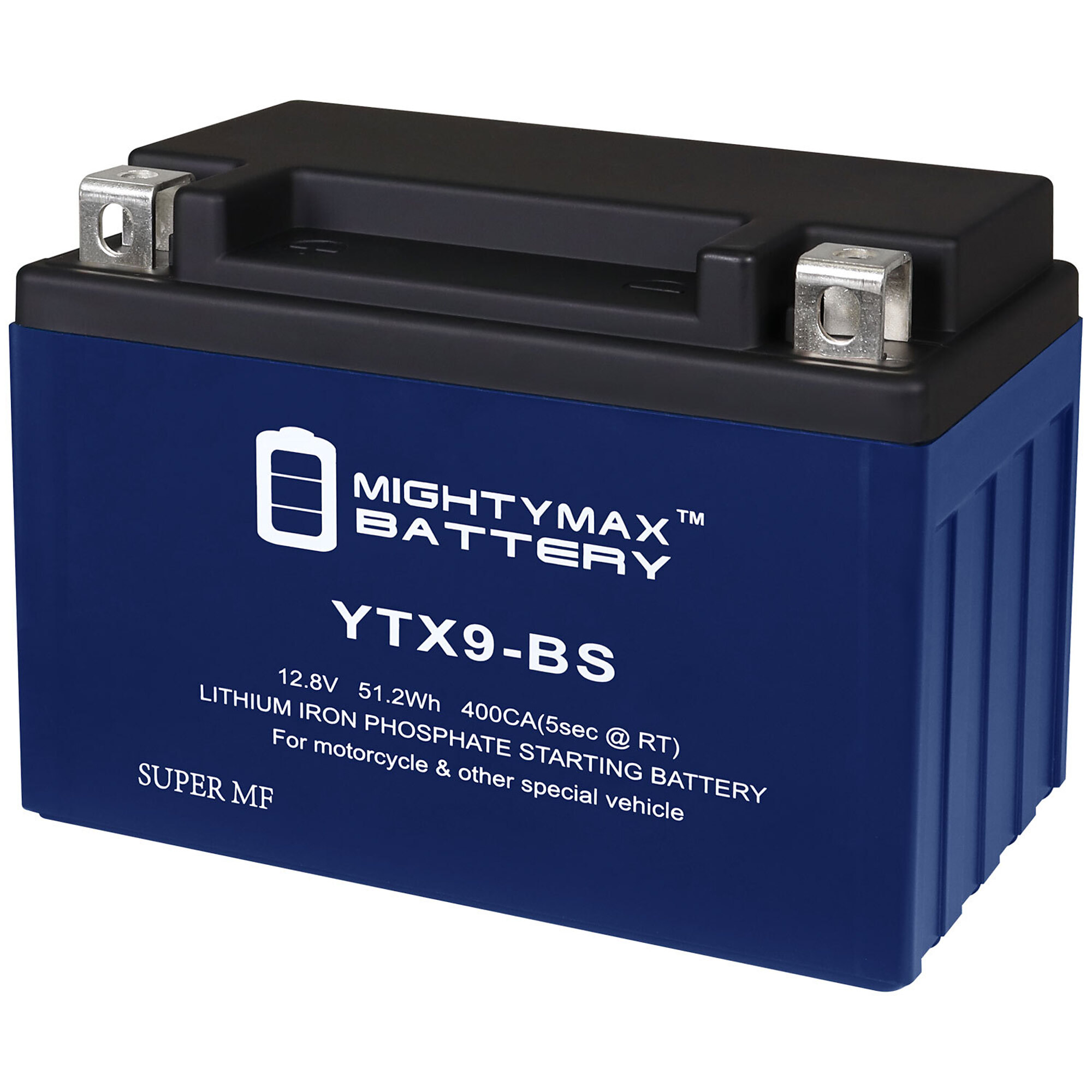 YTX9-BS LIFEPO4 - 12 Volt 8 AH, 300 CCA, Lithium Iron Phosphate (LiFePO4) Battery