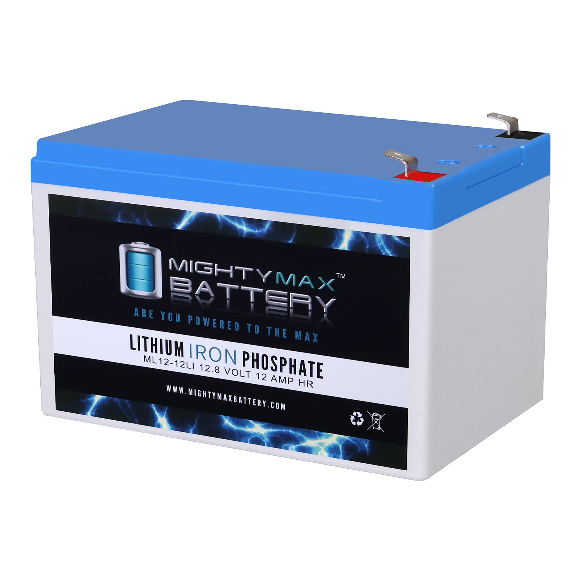 Mighty Max Battery Deep Cycle Lithium Iron Phosphate Battery — 12V, 12Ah, Rechargeable, Maintenance-Free, Model# MAX3926988