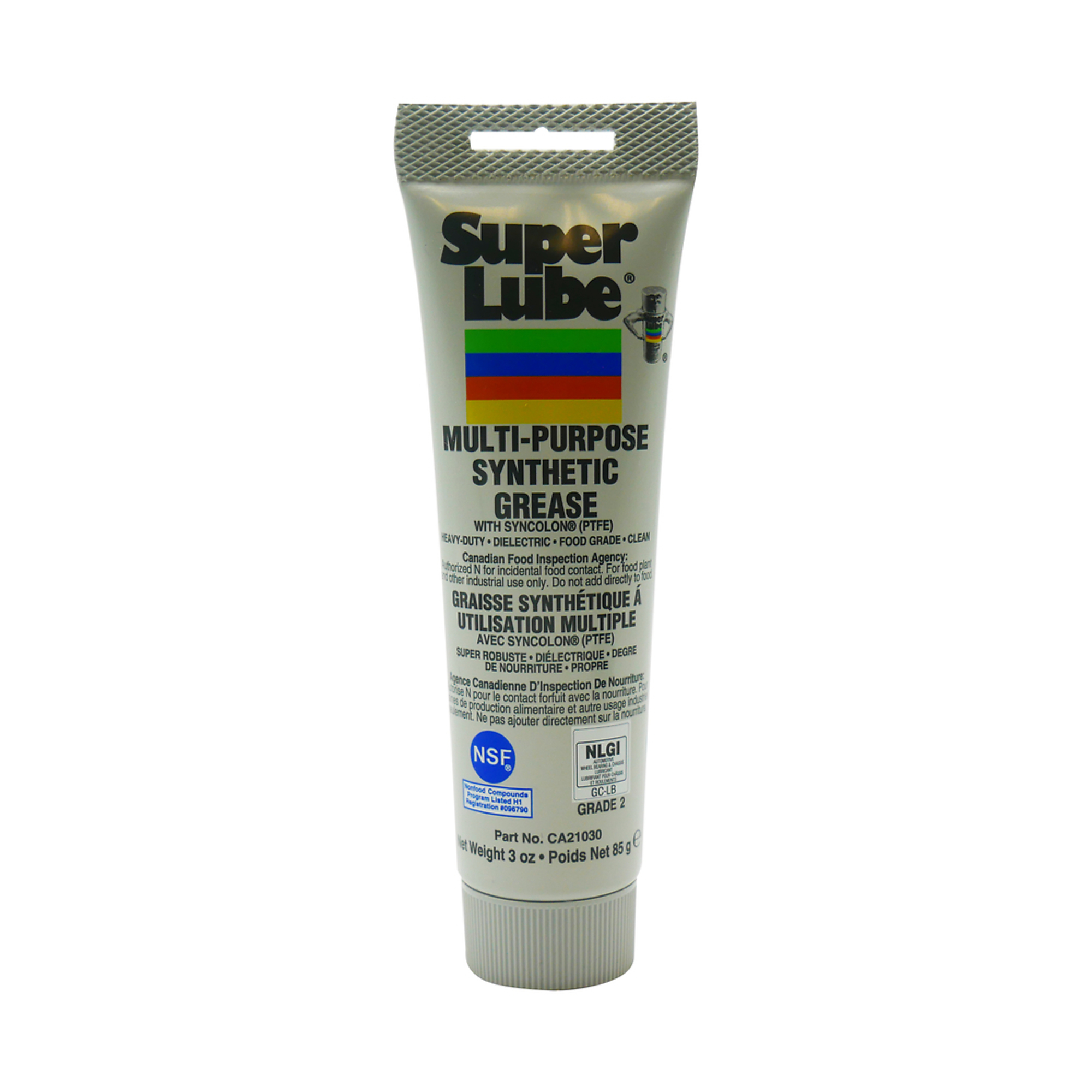 Super Lube Synthetic Grease, 3-Oz. Tube, Syncolon PTFE, NSF H1 Food Grade, Multipurpose Lubricant, Model# 21030