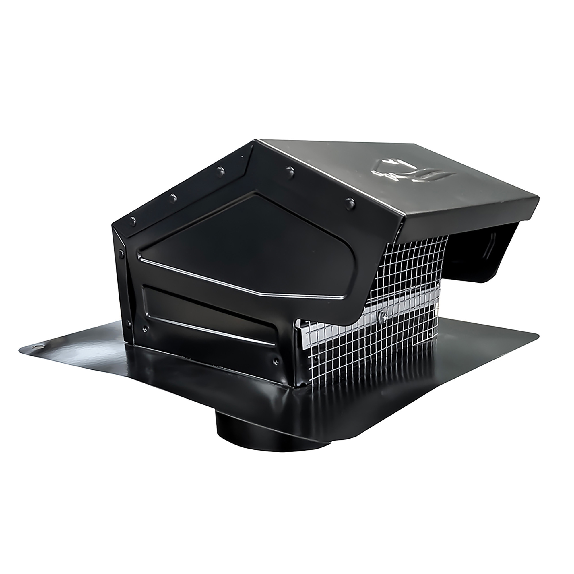Builder's Best GRV824 4" Black Roof Cap, Collar, Flapper Screen