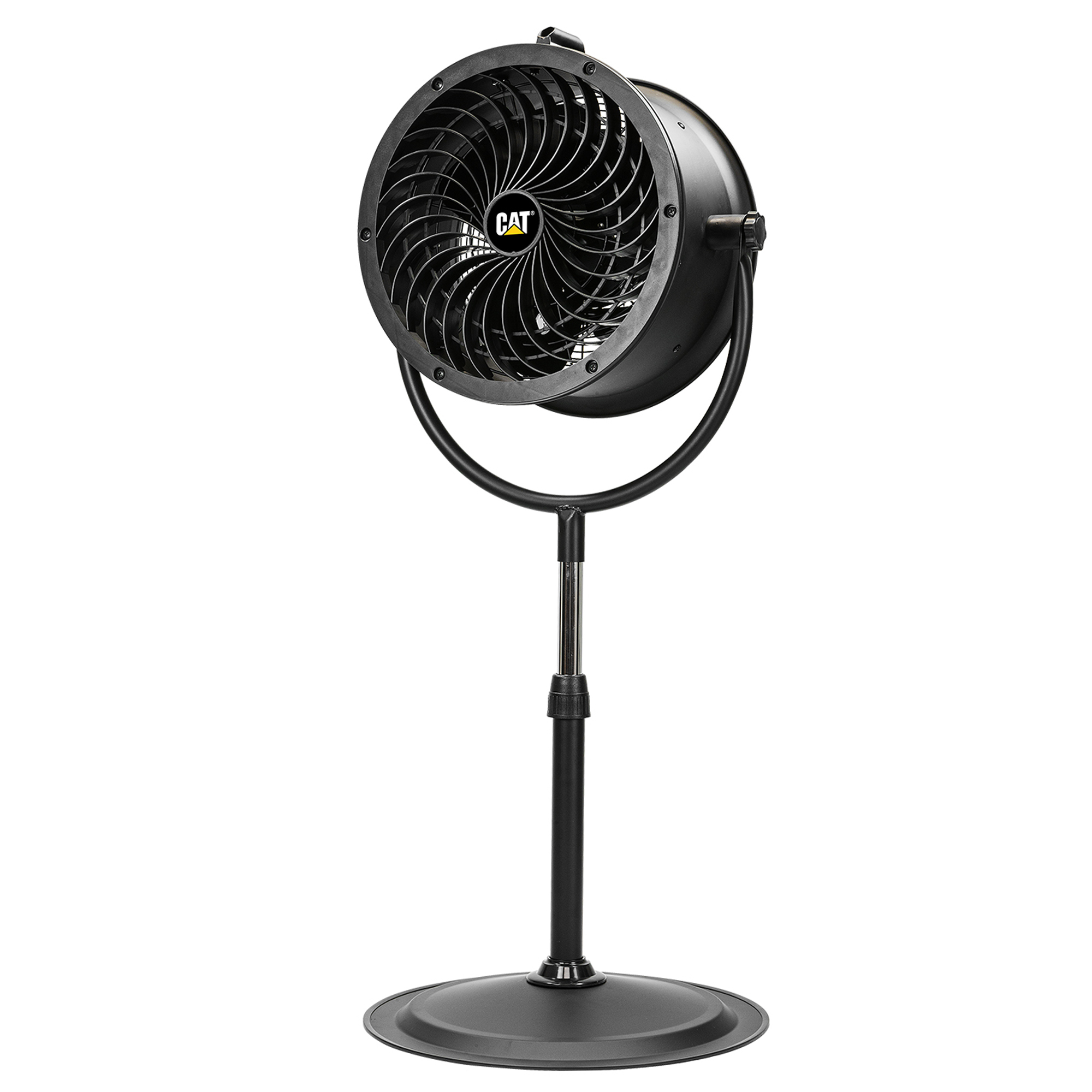Caterpillar® fan 14”-Blade High-Velocity Pedestal Drum Fan Heavy Duty Industrial Grade (4-in-1): 2,300 CFM, 4-Speed, 360 Degree Adjustable Tilt, Dual Ball Bearing Motor with Die-Cast Cover