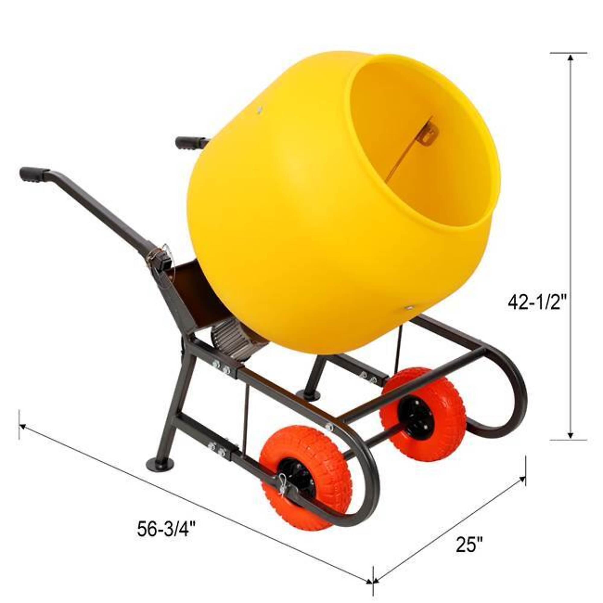 6 CU FT/170 L Portable Electric Poly Drum Concrete Mixer, 115V/60HZ, BAC-W465P336547