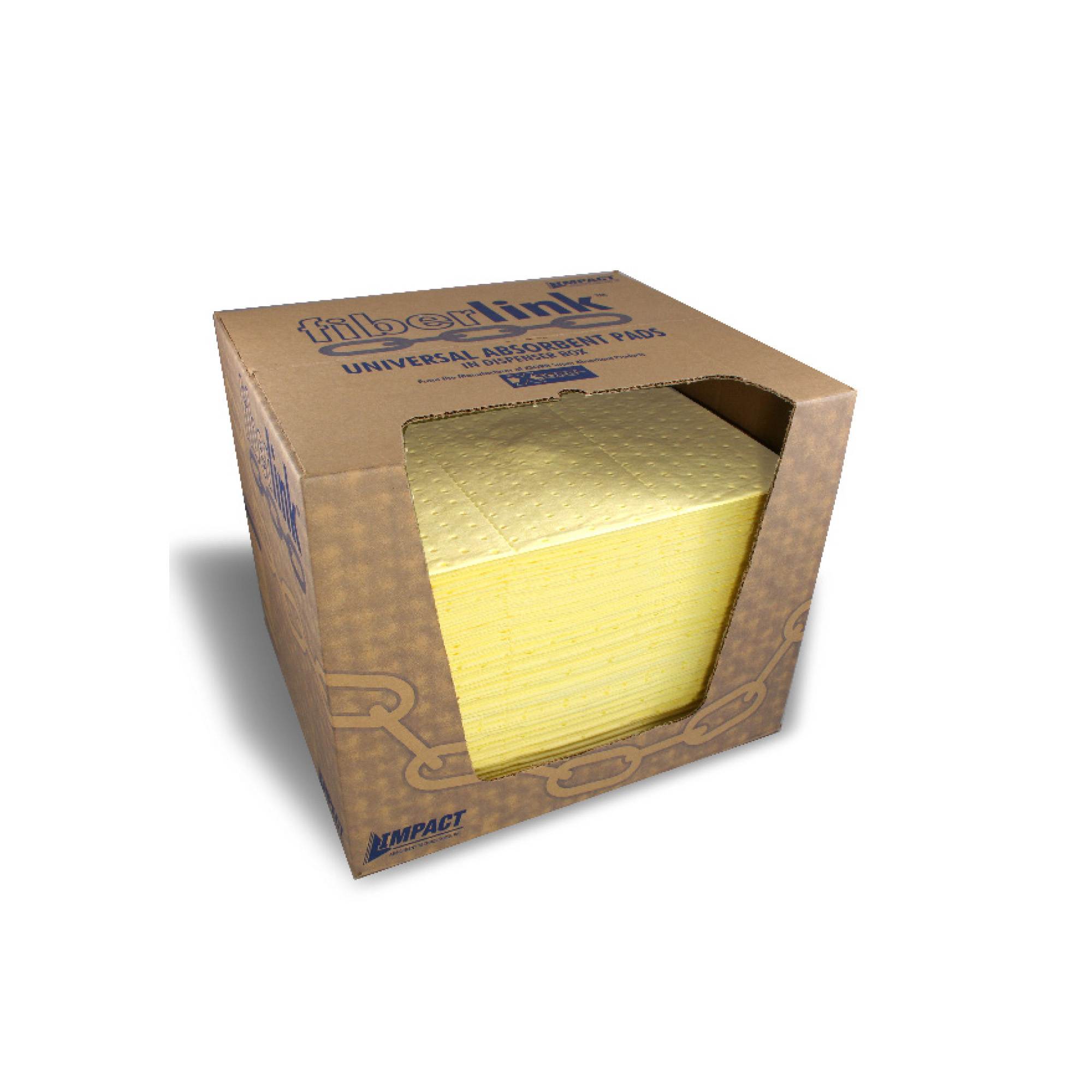 FiberLink Hazmat Yellow Heavyweight Sorbent Pads, 100/Box, PPHB10D