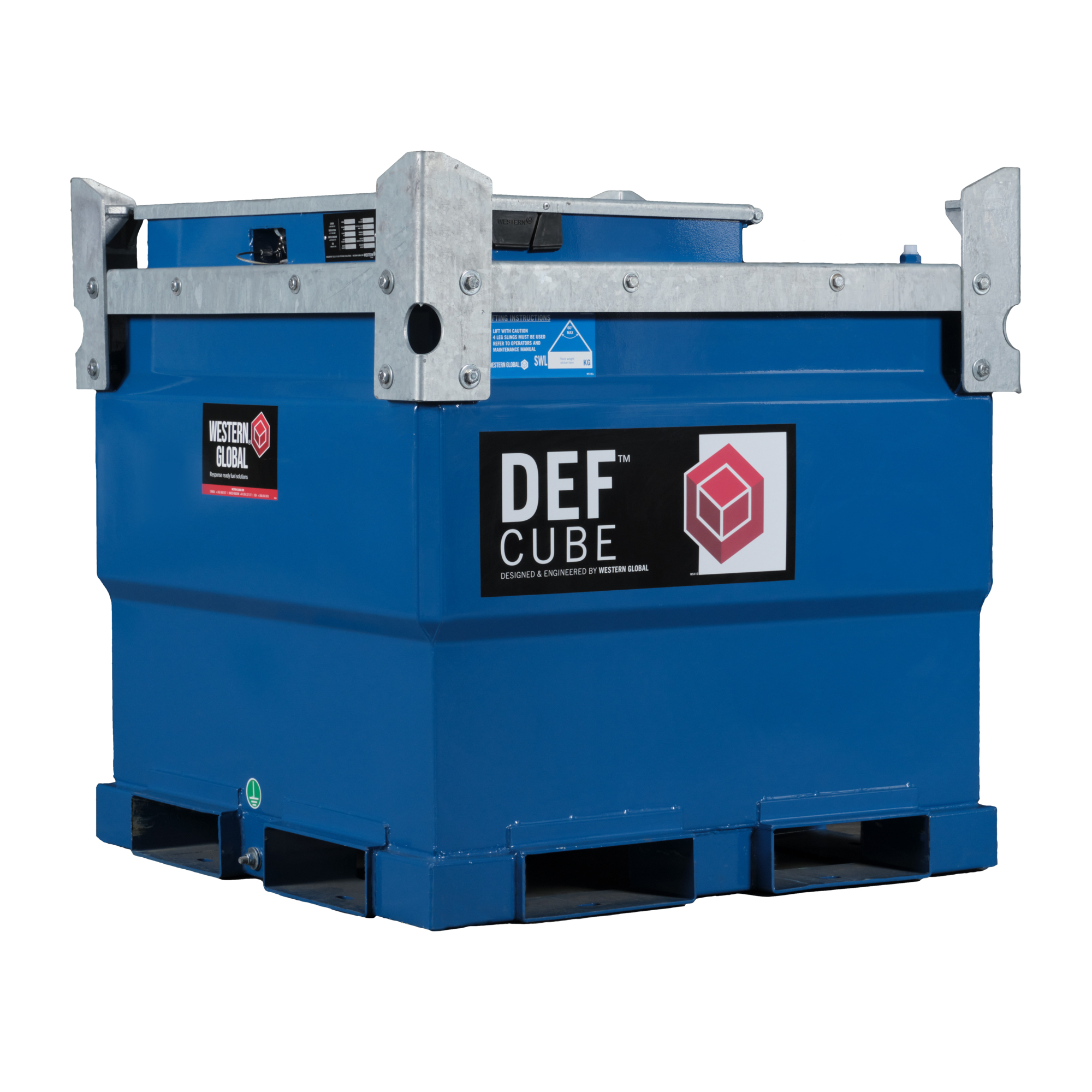 Western Global, DEFCube, 136 Gallon, DEF Storage Tank with Gauge and Heat Jacket, Shape Square, Model# DEFCBN0130-H