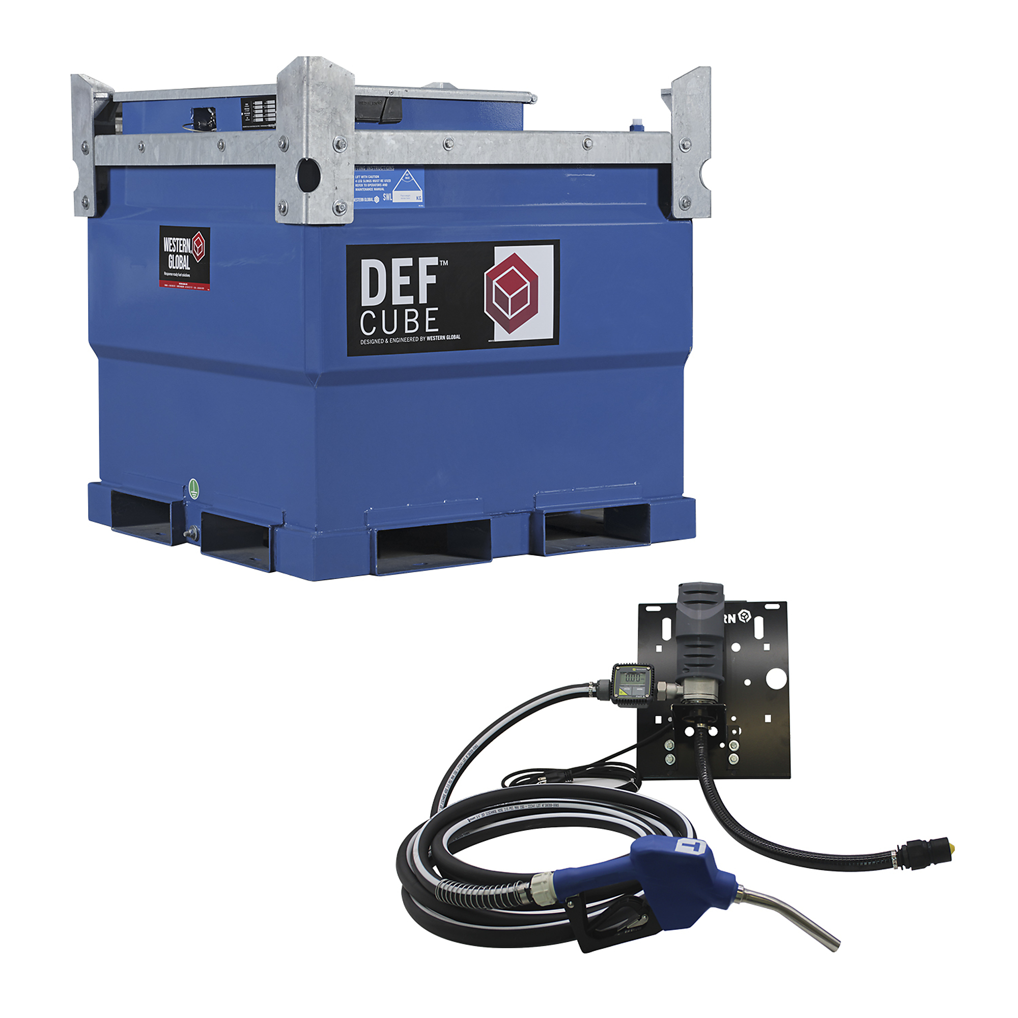 Western Global, DEFCube, 136 Gallon, DEF Storage Tank, 115V Pump Kit, Gauge and Heat Jacket, Shape Square, Model# DEFCBN0130-115M-H