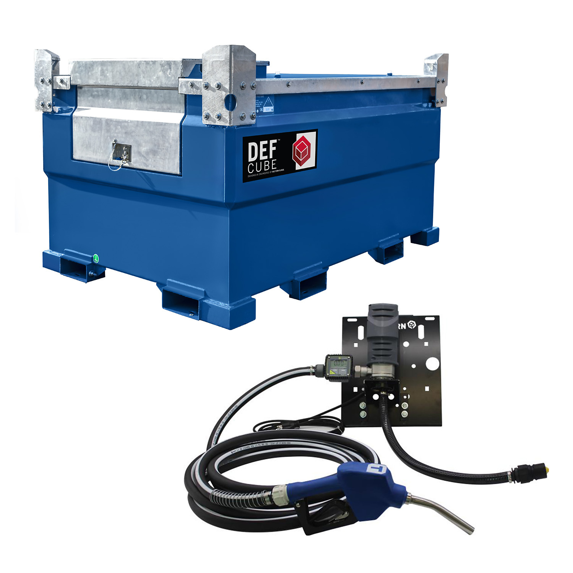 Western Global, DEFCube, 597 Gallon, DEF Storage Tank with 115V Pump Kit and Gauge, Shape Rectangle, Model# DEFCBN0550-115M