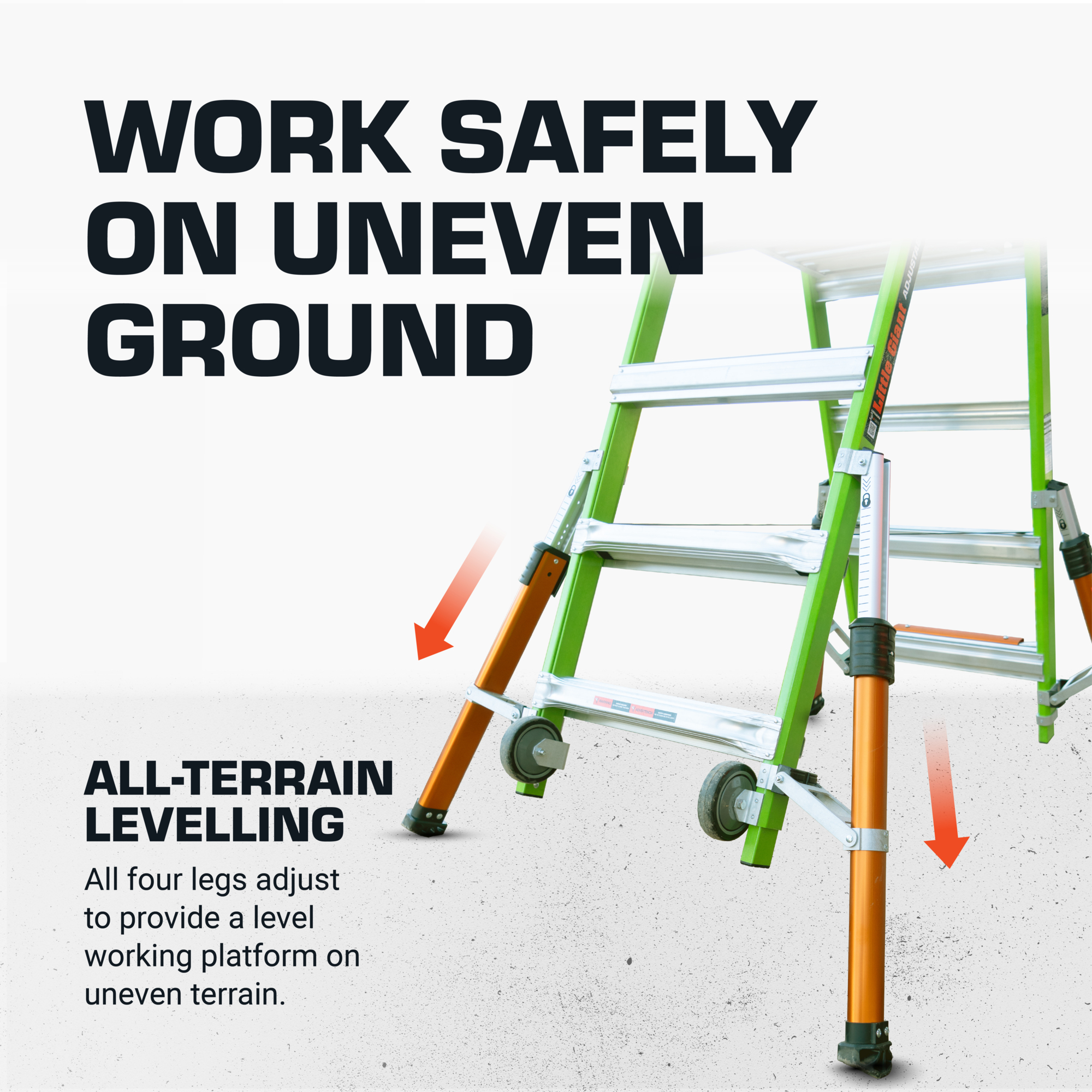 Platform Forground Little Giant Ladder, FORTRESS AT, Adj. 4'-8' - ANSI Type IAA - 375lb ...