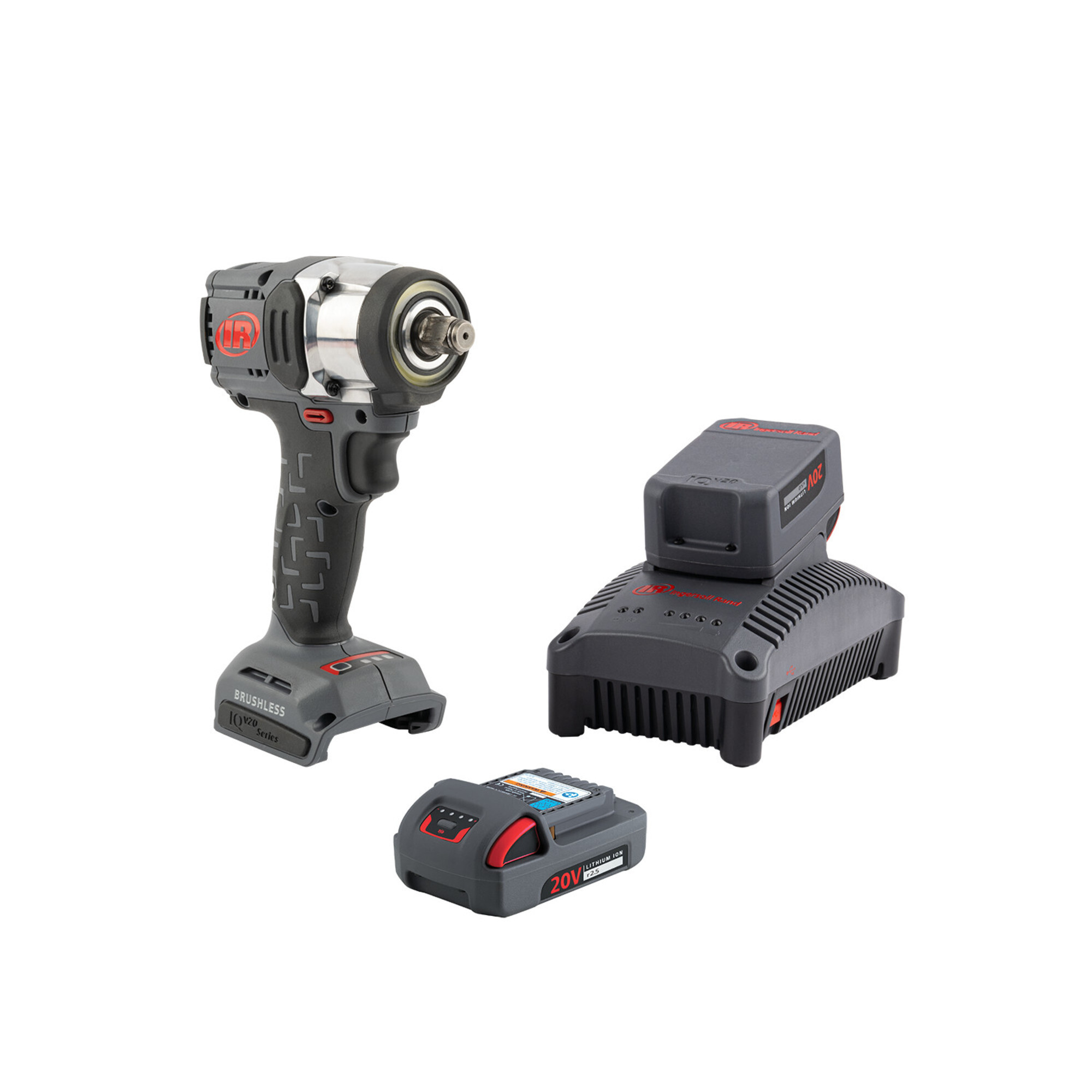 Ingersoll Rand W3151-K22 1/2" 20V Cordless Impact Wrench 2 Battery Kit, 450 ft-lb Torque, Friction Ring Retainer, Pistol