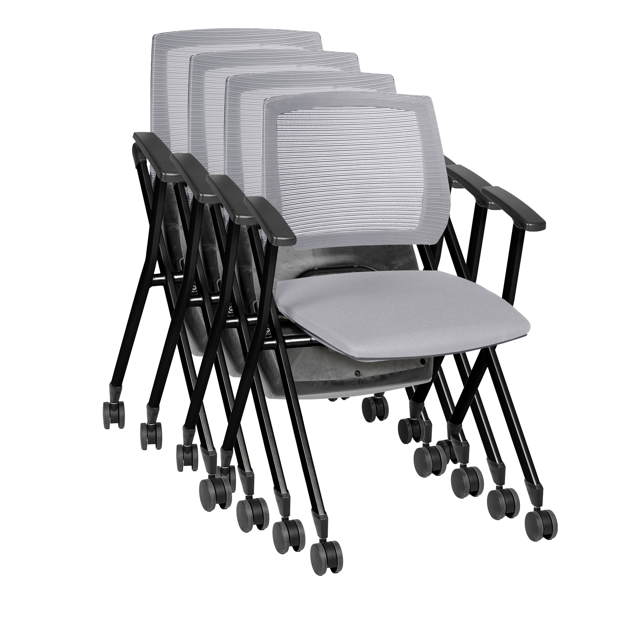 Regency Pulse Flexible High Back with Padded Fabric Seat Nesting Chair (4 pack)- Grey