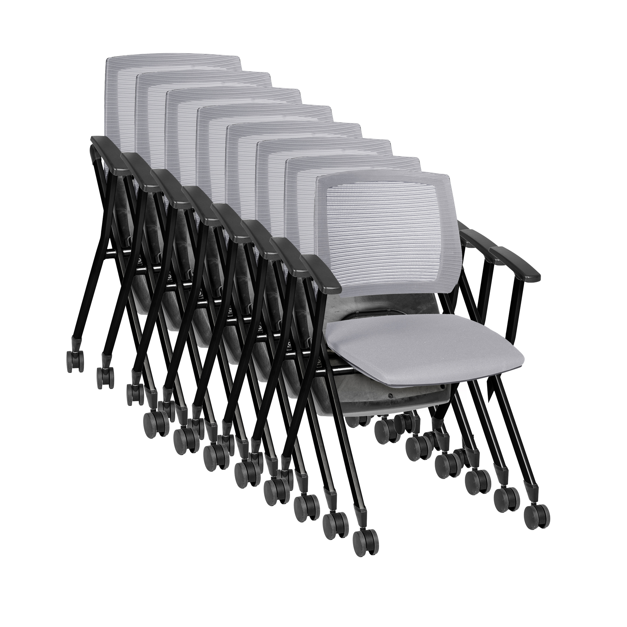 Regency Pulse Flexible High Back with Padded Fabric Seat Nesting Chair (8 pack)- Grey