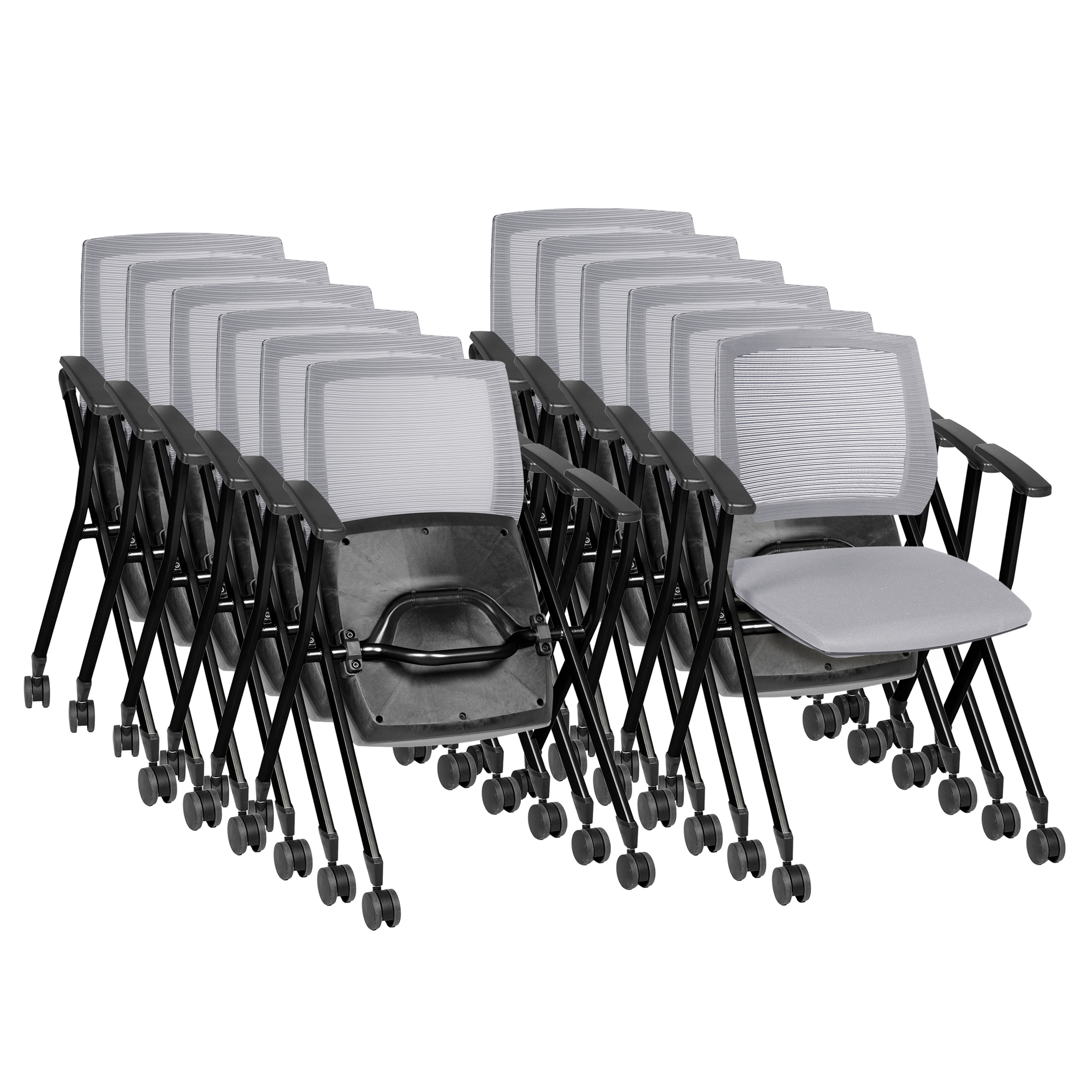 Regency Pulse Flexible High Back with Padded Fabric Seat Nesting Chair (12 pack)- Grey
