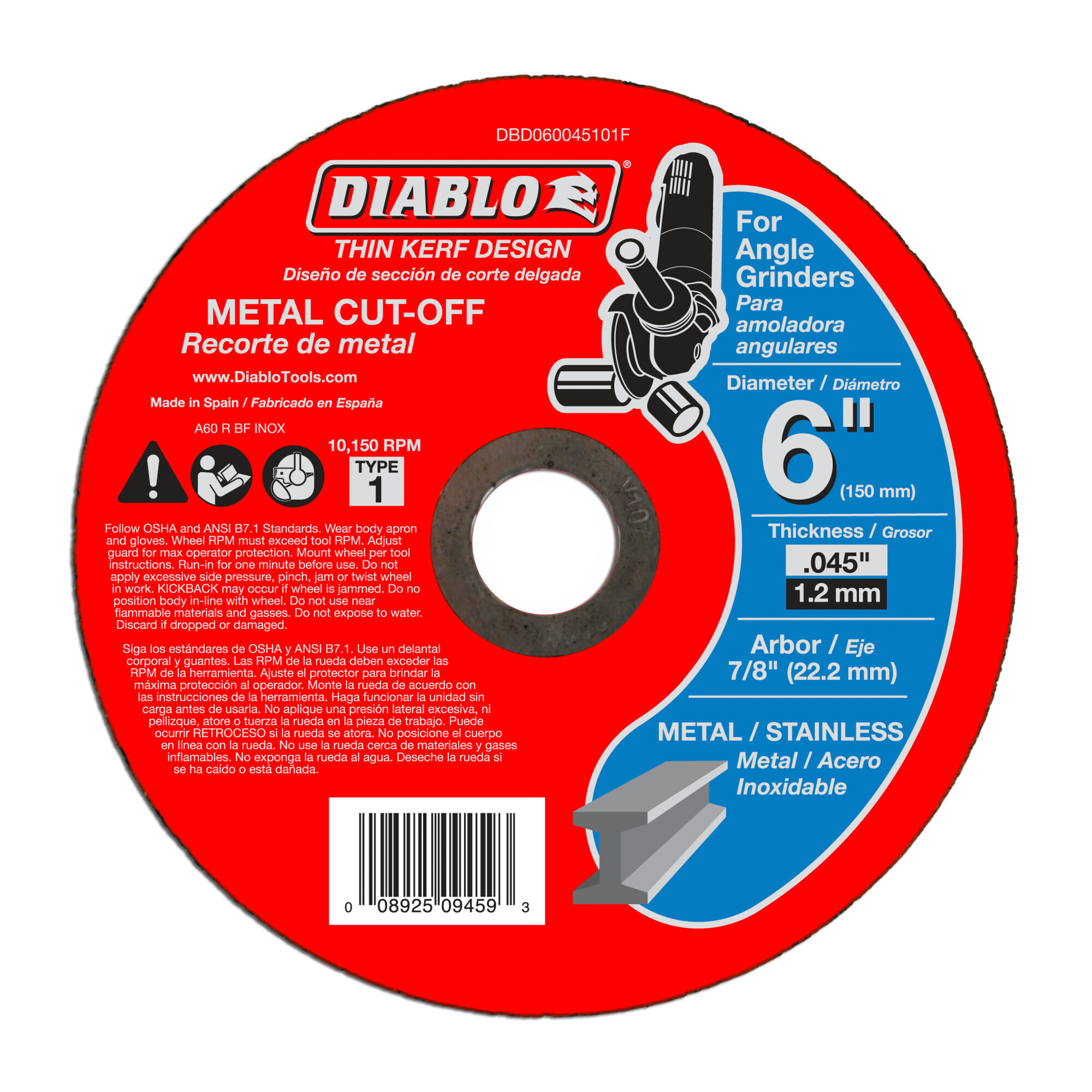 Diablo, Metal Cut-Off Disc, 6" x 0.045", DBD060045101F