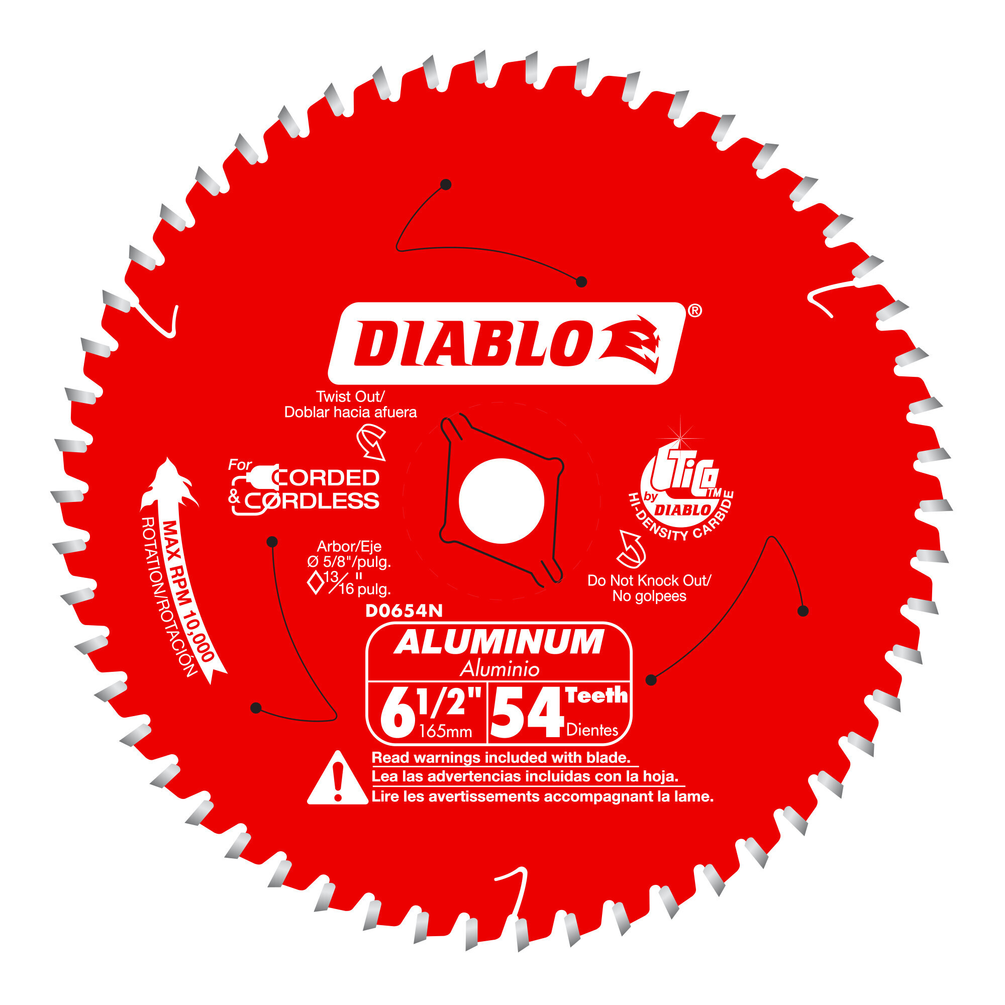 Diablo, Medium Aluminum Saw Blade, 6-1/2" x 54T, D0654NA