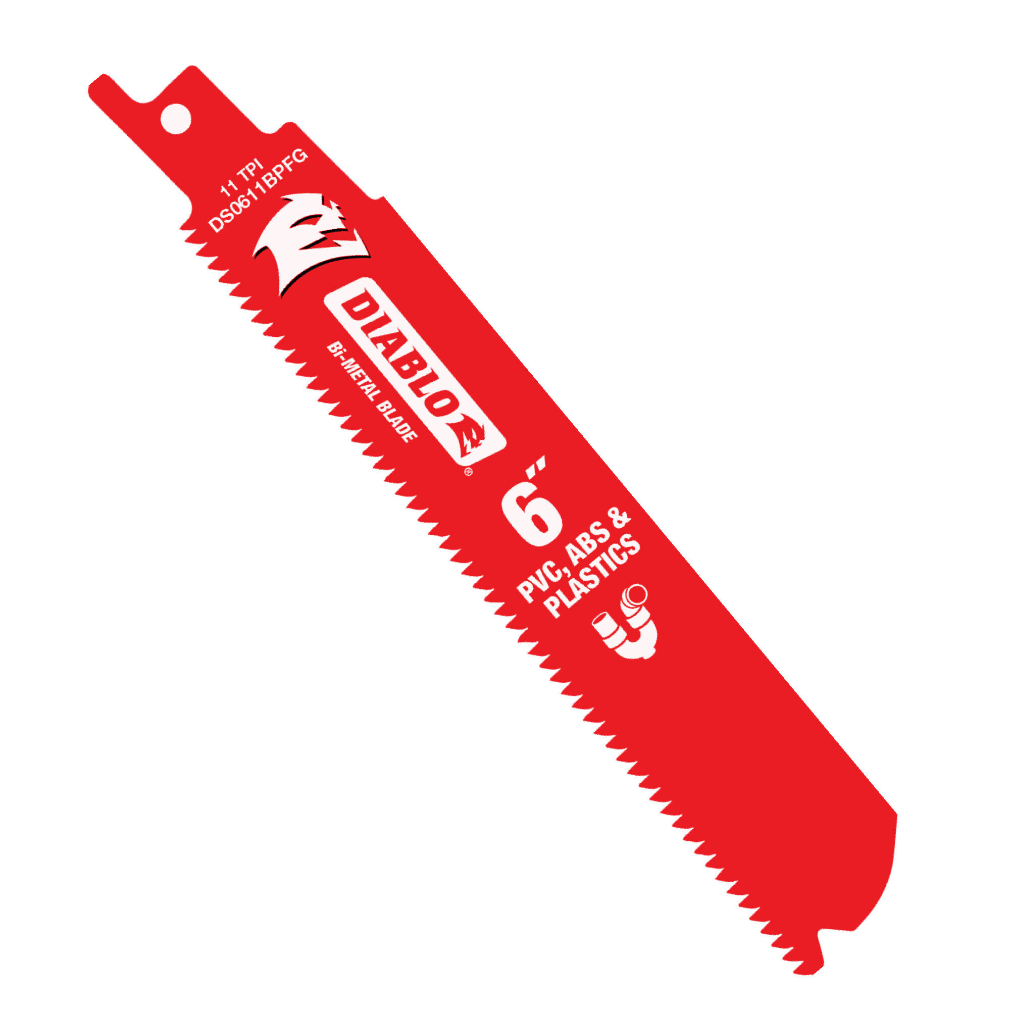 Diablo, Bi-Metal Reciprocating Saw Blade for PVC, ABS, and Plastics (5-pk), 6" 11TPI, DS0611BPFG5