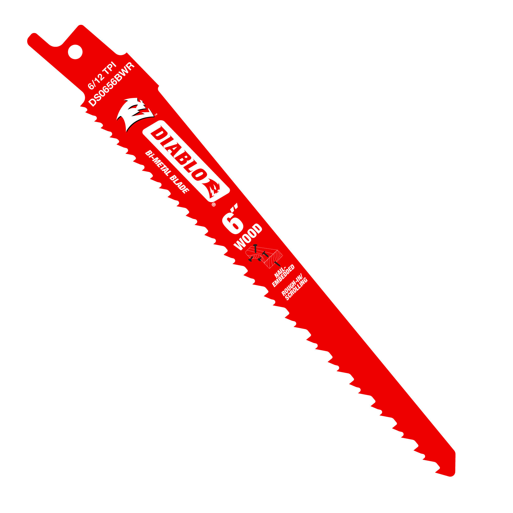 Diablo, Bi-Metal Reciprocating Saw Blade for Rough-In/Scrolling (5-pk), 6" 6/12TPI, DS0656BWR5
