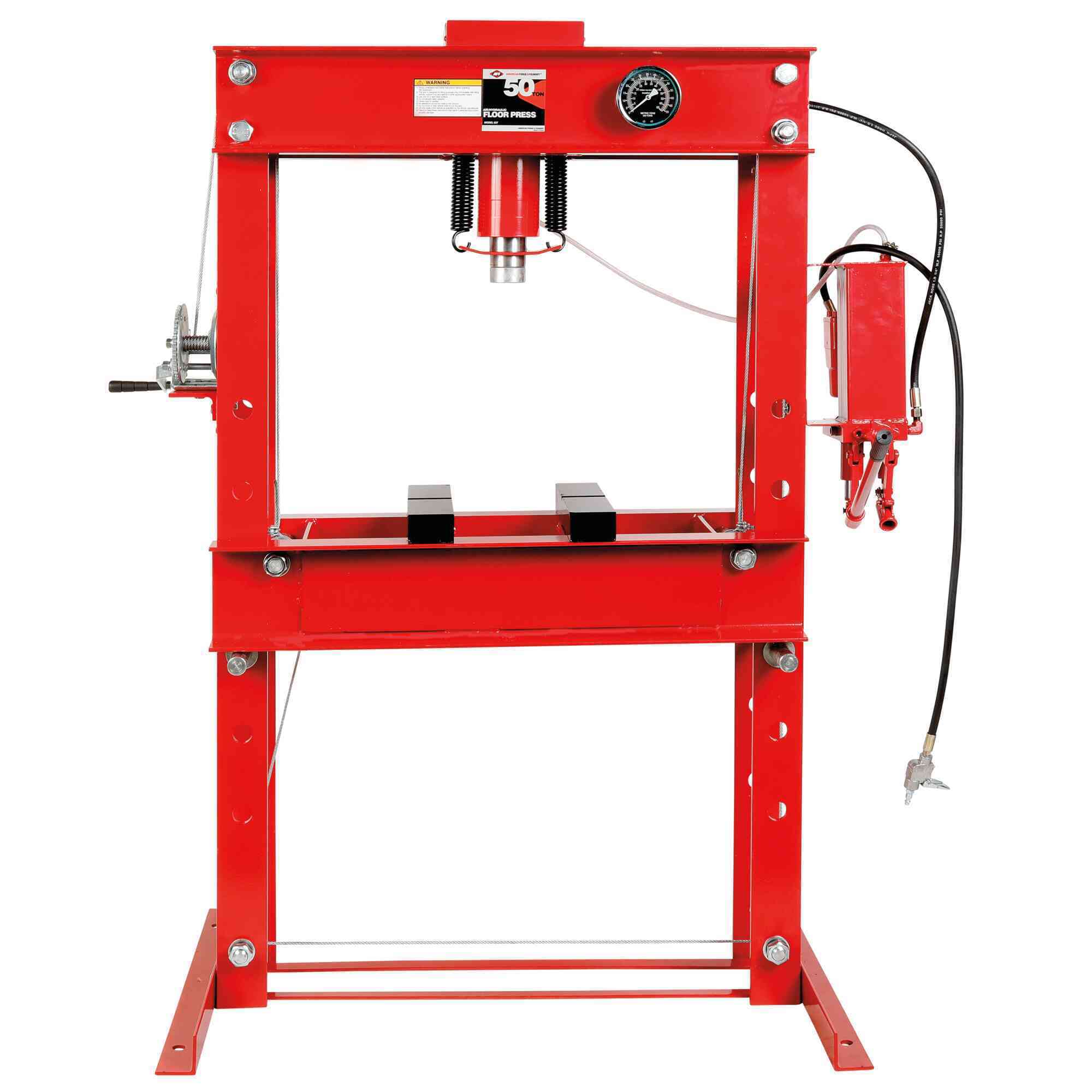 American Forge & Foundry - Shop Press - 50 Ton Capacity - Air/Manual 2 Speed Pump w/ Hydraulic Ram - Model # 837