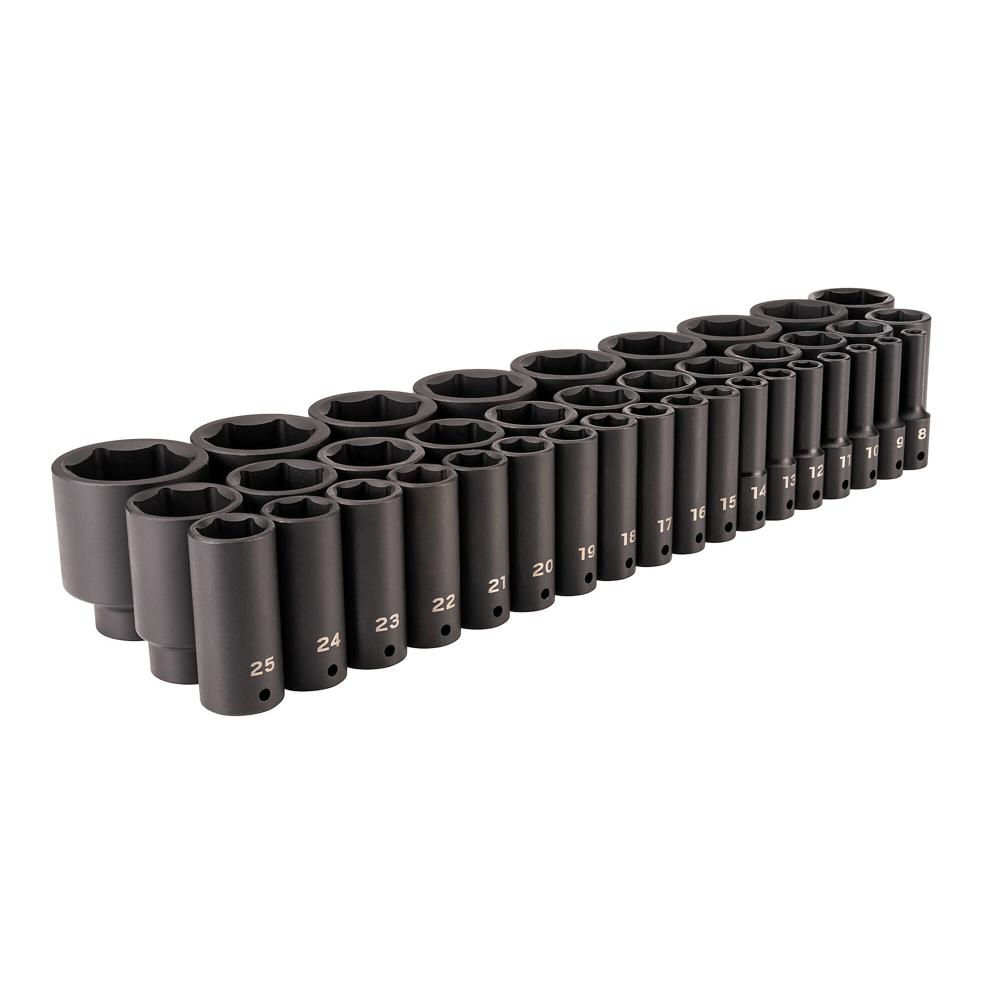 TEKTON 1/2 Inch Drive Deep 6-Point Impact Socket Set, 39-Piece (8 - 50 mm) | SID92011