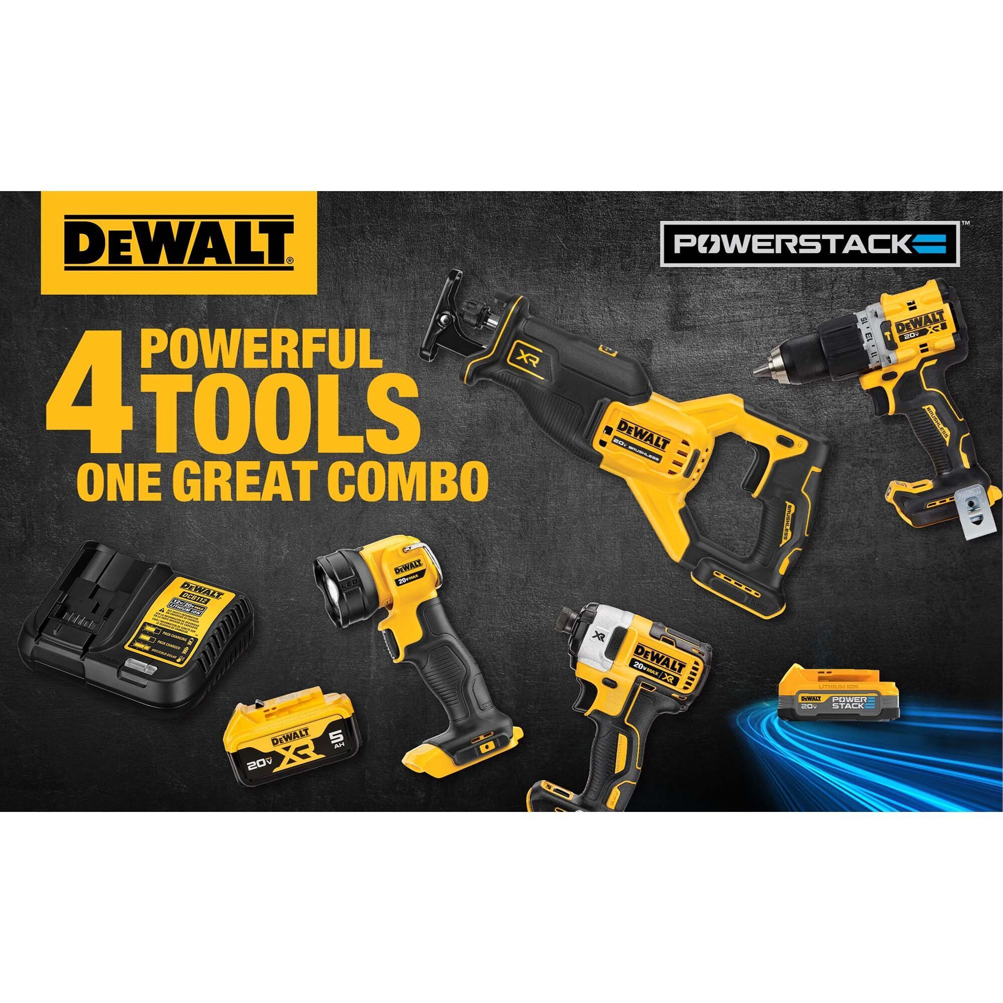 DCK449E1P1 DEWALT 20V MAX* XR Brushless 4 Tool Combo Kit