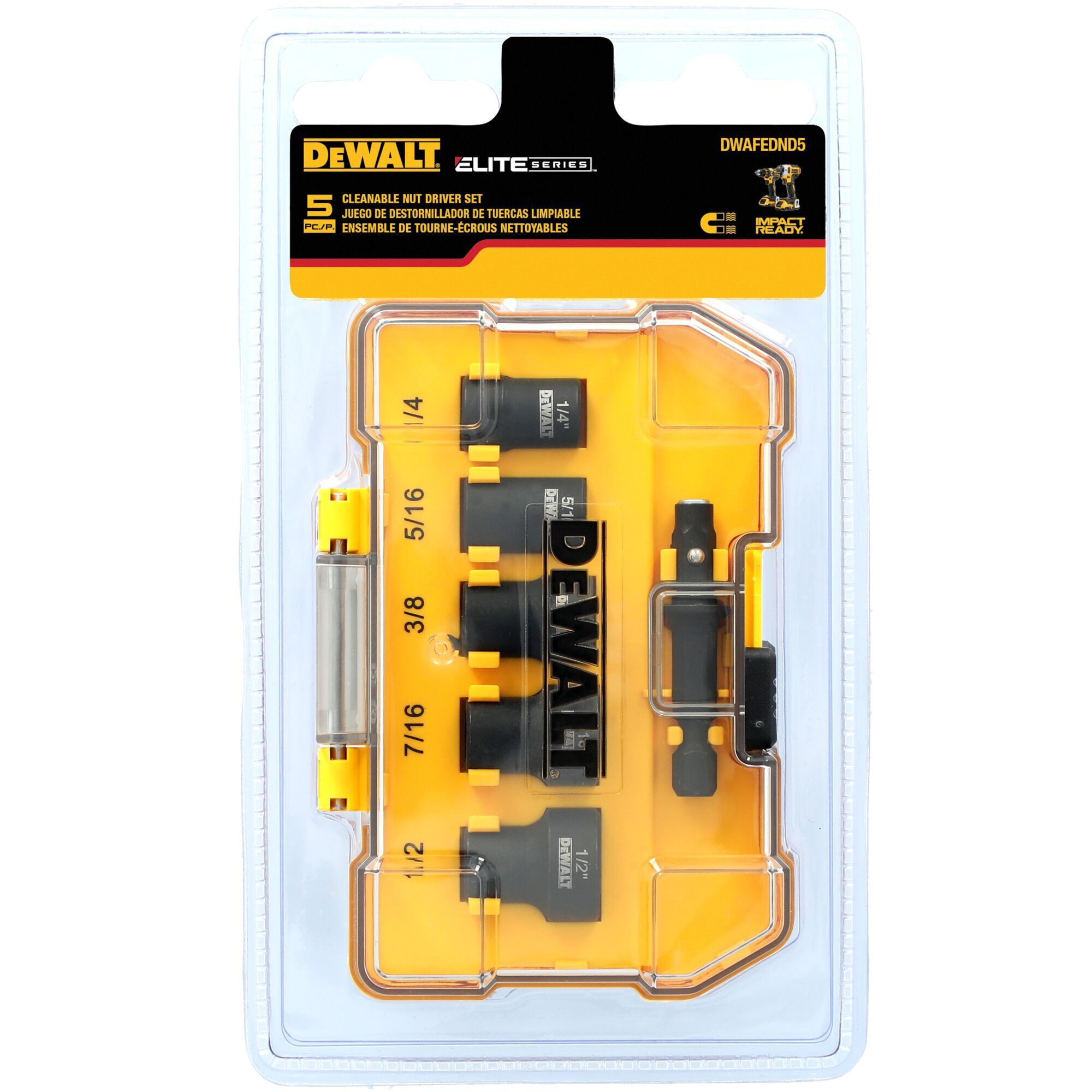 DWAFEDND5 DEWALT ELITE SERIES Cleanable Nut Drivers (5 pc.)