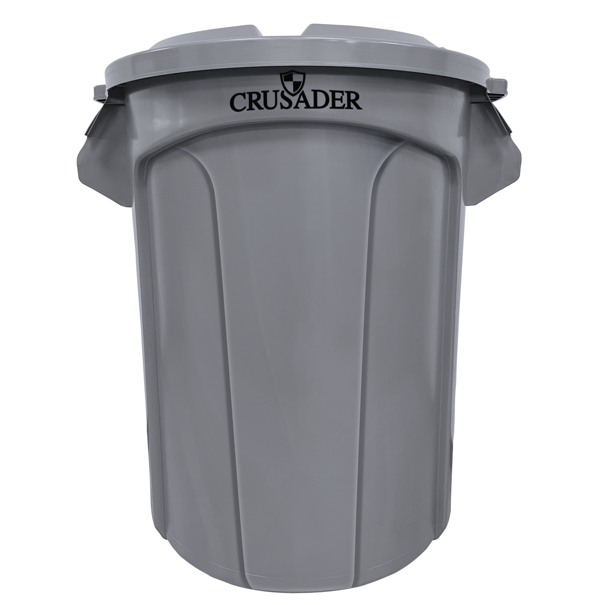 Crusader Round Heavy-duty Utility Container, 55 Gallon, 26-2/5" Dia. x 33" H, Polyethylene, Gray, NSF, Made in USA